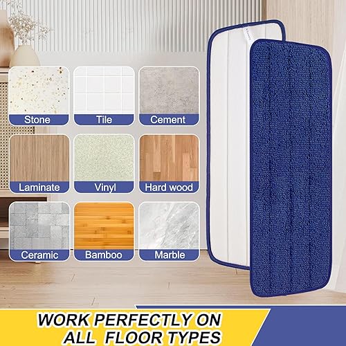 Miniatura 4 de Cabezales de repuesto de trapeador de microfibra para mopas húmedas y secas compatibles con el sistema de cuidado del suelo Bona (paquete de 5)