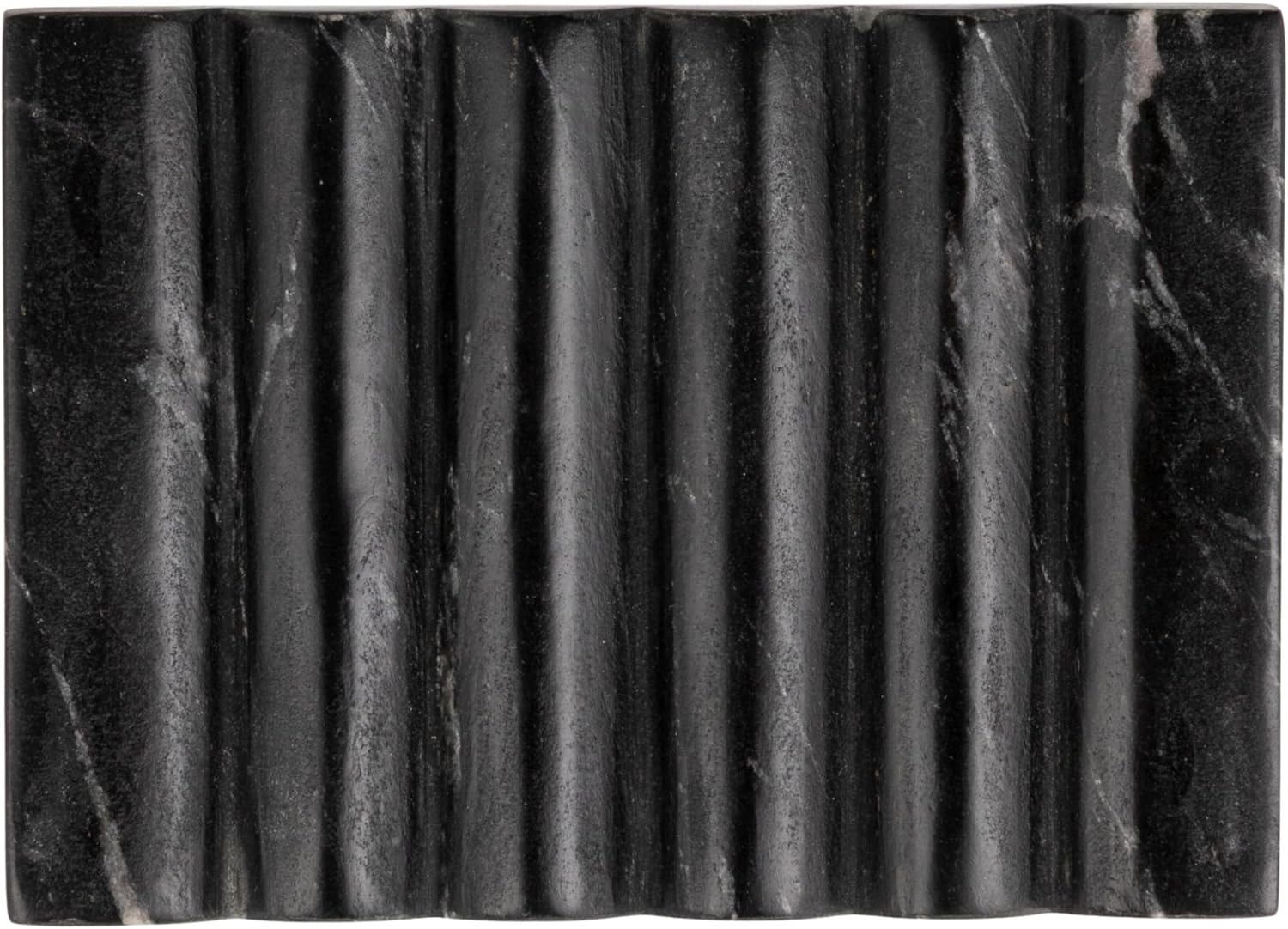 Creative Co-Op Mélange Marble Soap Dish, Black and Beige