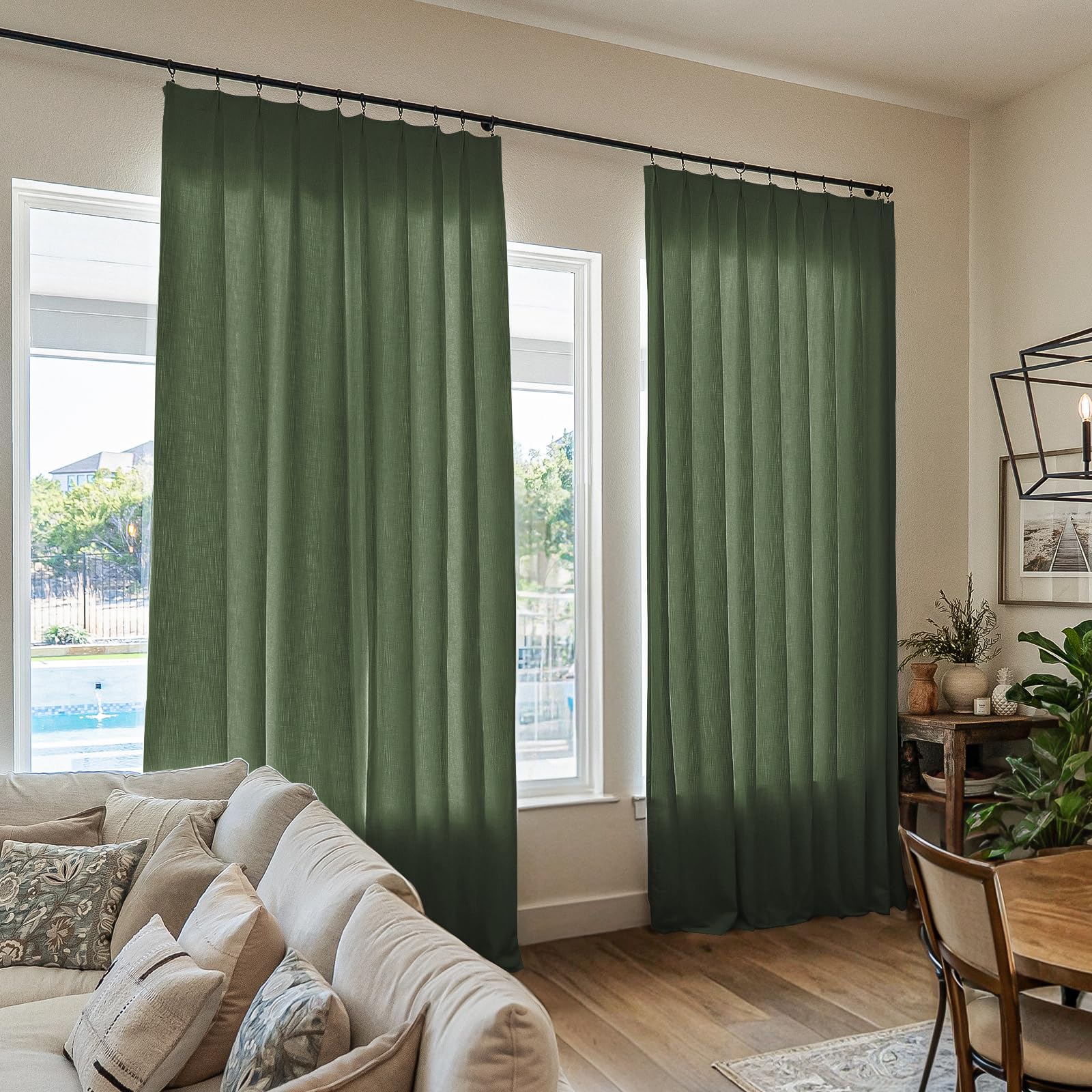 Amazon.com: TWOPAGES Hunter Green Pinch Pleated Curtains 96 Inches