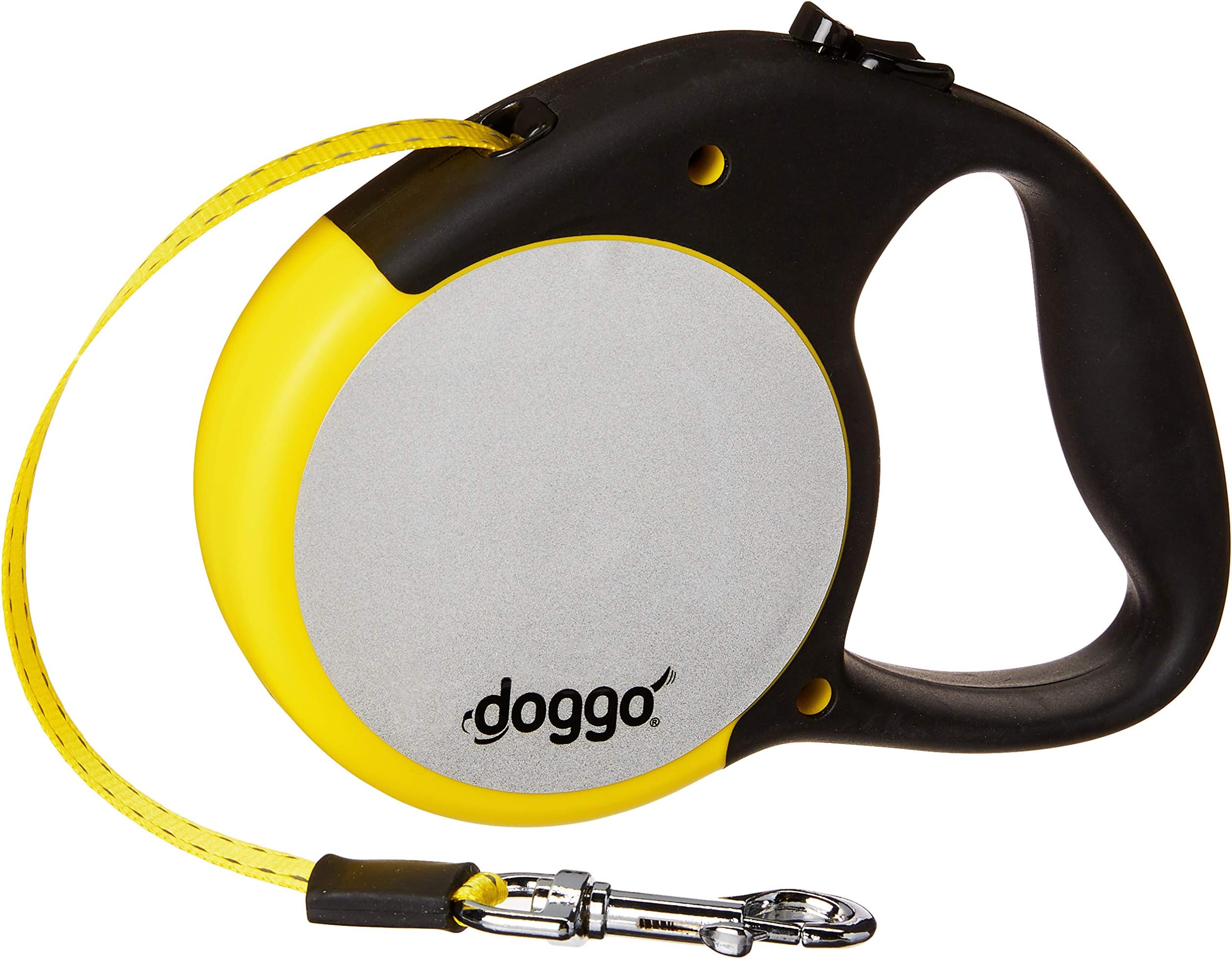 DoggoReflective Retractable Dog Leash, 16' Long Reflective Belt, Medium for Dogs Up to 65 lbs., Neon Yellow with Reflective Accents