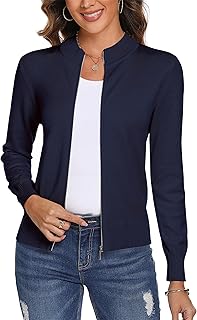 Womens Long Sleeve Knitted Zip Up Sweater Cardigans Sweaters Lightweight Zipper Sweatshirts Jacket