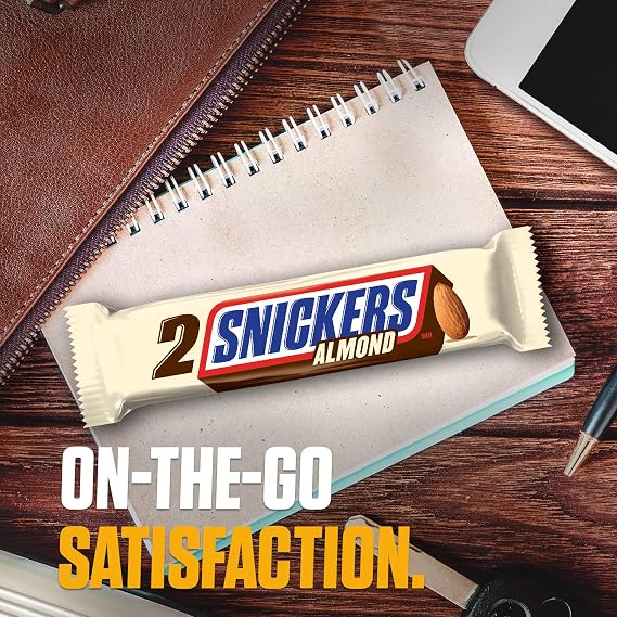 Share Size Chocolate Candy Bar 3.23 oz Bar 24 Count Box Snickers Almond SNICKERS Almond Sharing Size Chocolate Candy Bars 3.23-Ounce Bar 24-Count Box