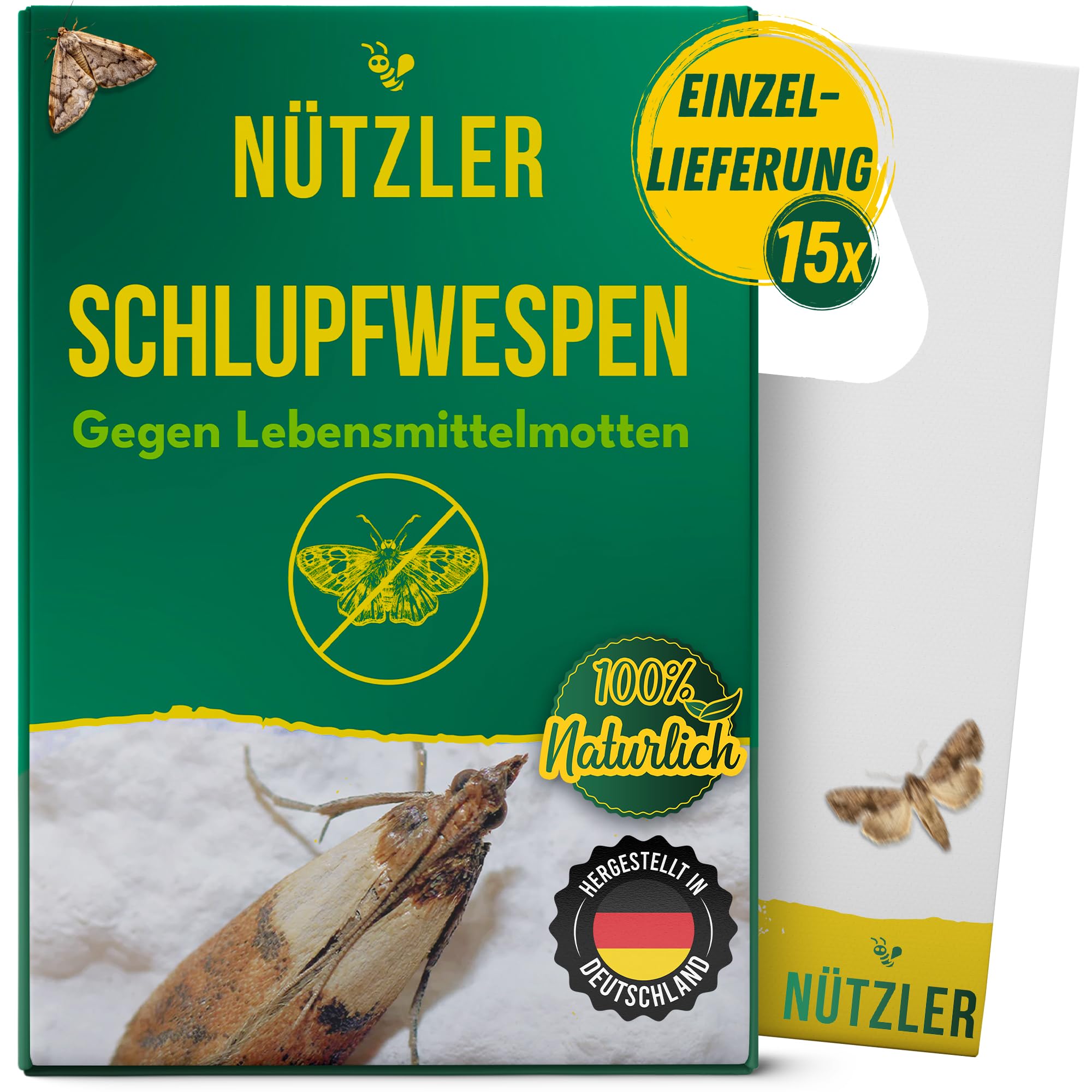 Schlupfwespen gegen Lebensmittelmotten - EINZELLIEFERUNG - (15 Karten, 1 Lieferung) - Nützlinge - Mottenbekämpfung mit Trichogramma evanescens