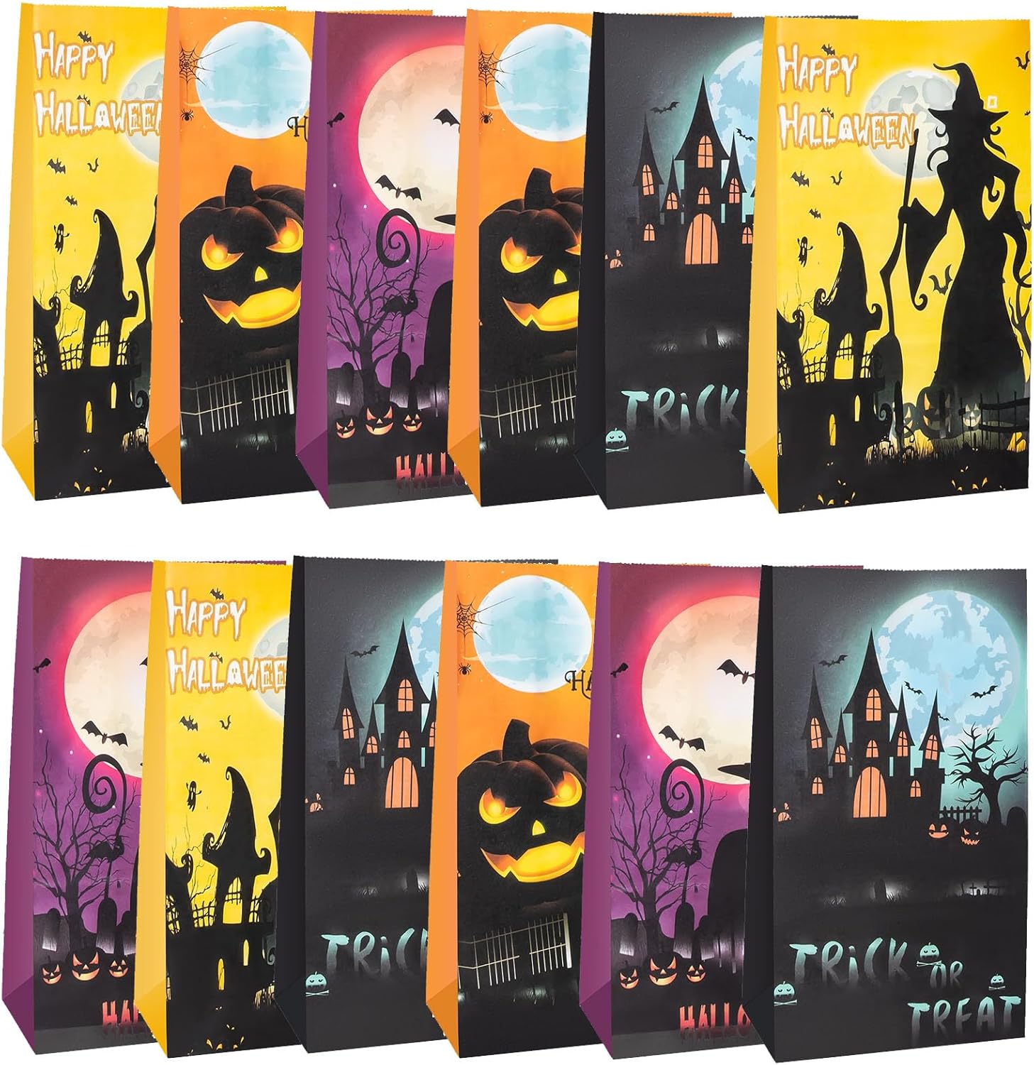 12PCS Halloween Bags, Halloween Party Bags Gifts Bags, Trick or Treat