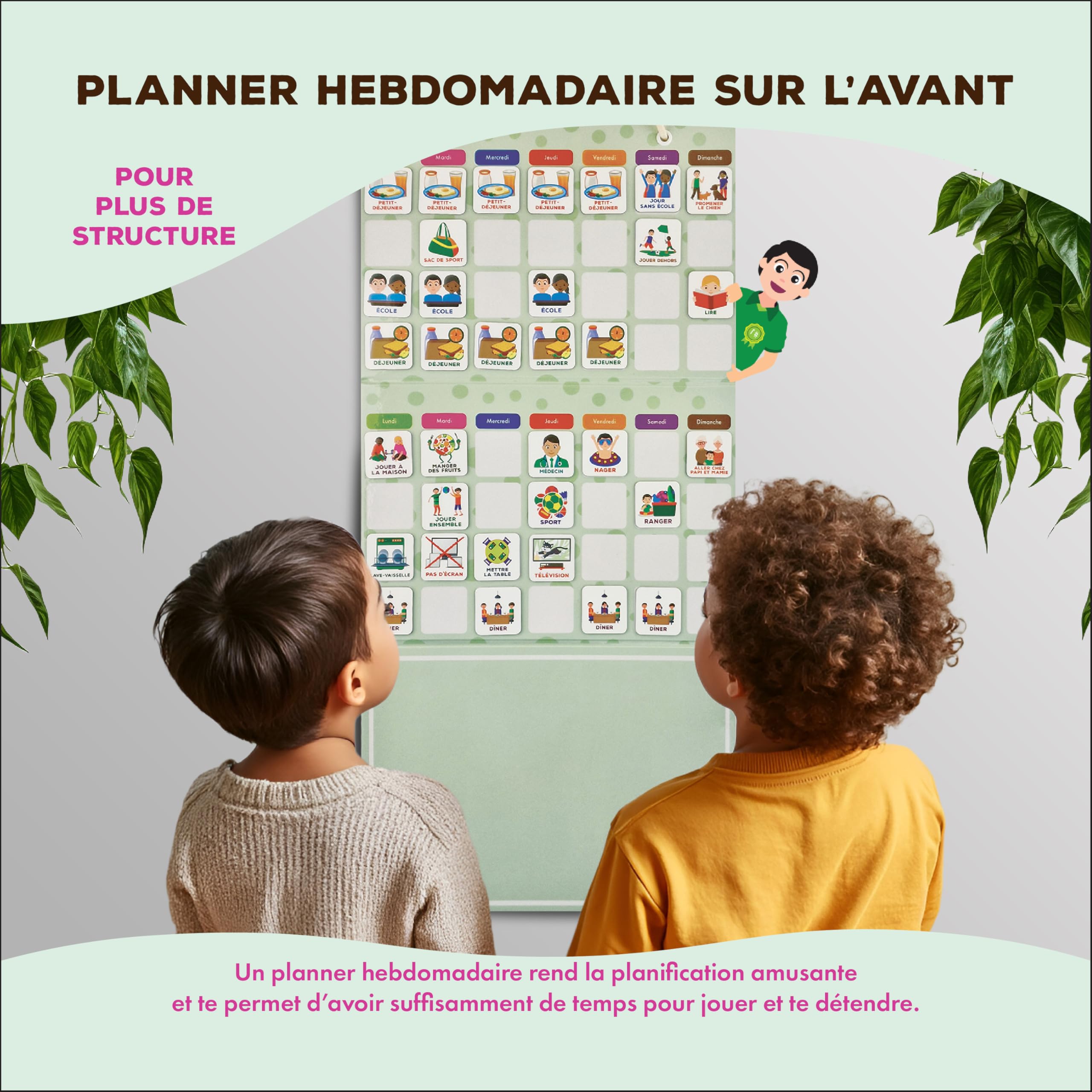 Tableau Magnétique Frigo STYLIO - Semainier, Mensuel Et Notes - Marqueurs Inclus - Organisation Familiale