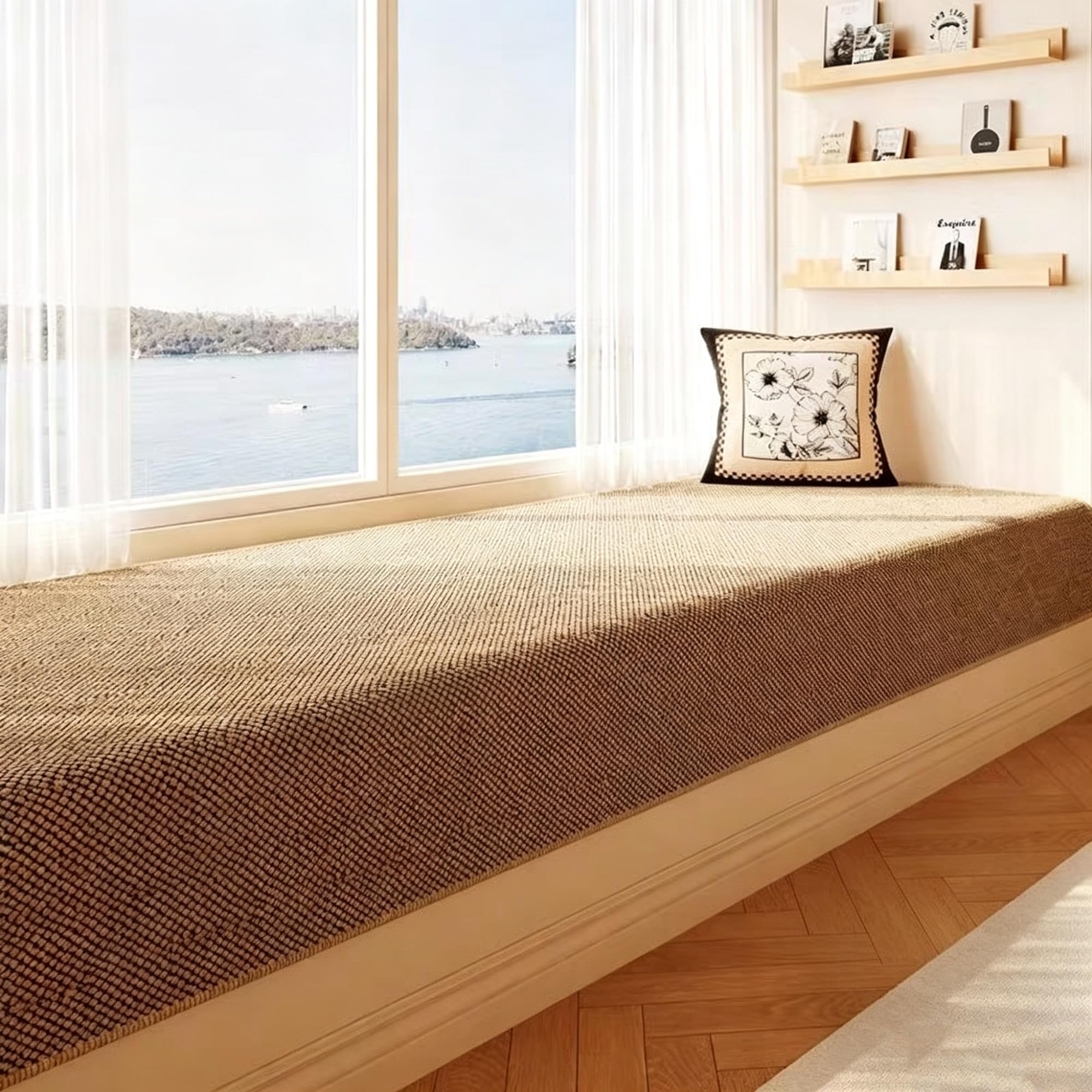 Tappeti Schlafzimmer Effetto Juta, Tappeto Läufer Antiscivolo Lavabile | Unifarben Modern, Flachgewebe, wasserfest, pflegeleicht, robust, 8 mm, für Wohnzimmer & Esszimmer(Brown,140x200CM)