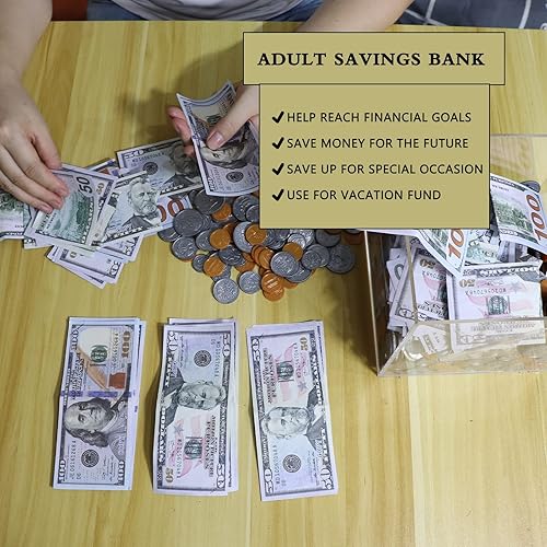 Miniatura 4 de Alcancía transparente para adultos, imprescindible para acceder a ahorros, hucha de acrílico transparente, caja de cambio para ayudar al presupuesto