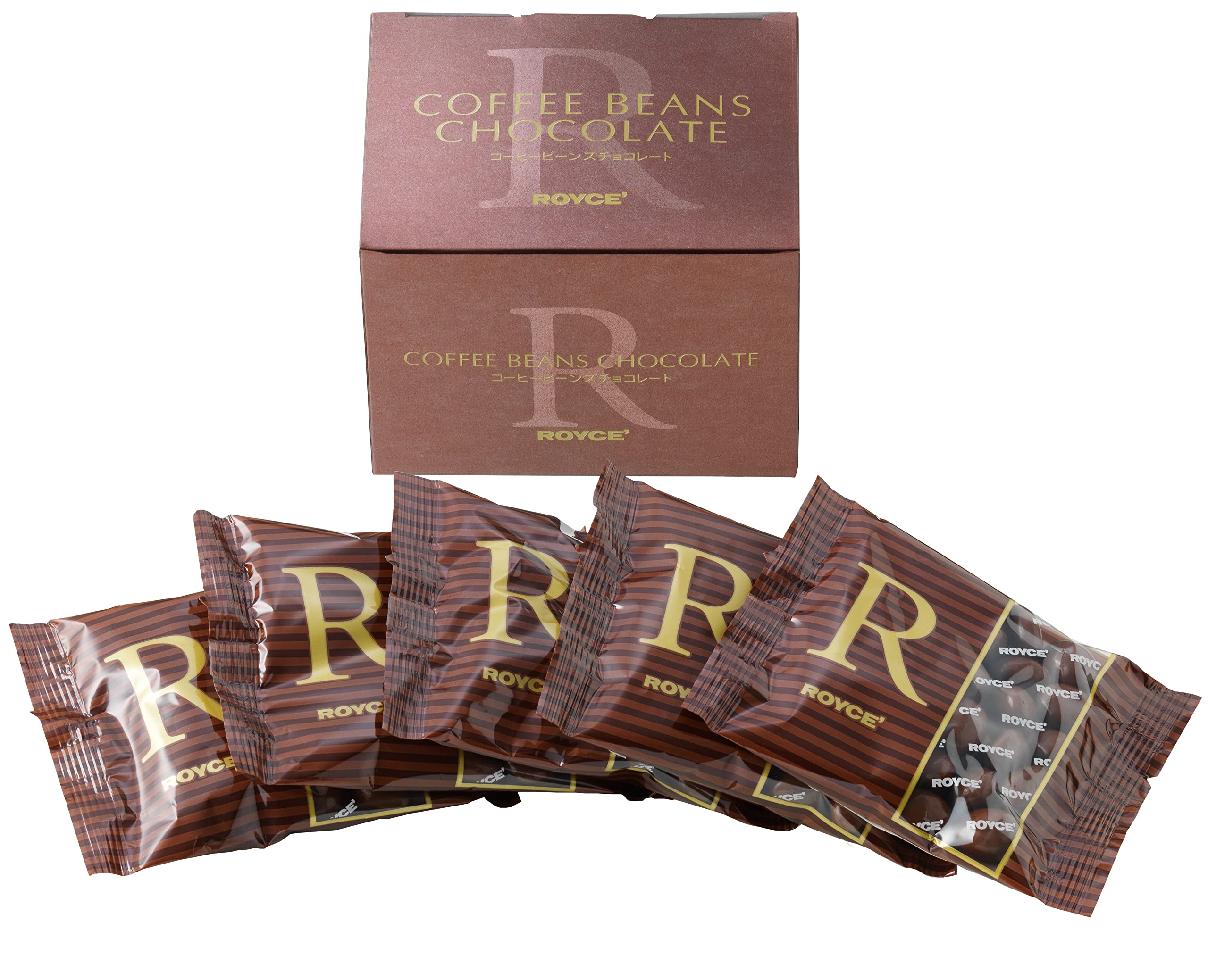 ROYCE' Coffee Beans Chocolate - Chocolate-Covered Deep-Roasted Barahona Coffee Beans | Gourmet Snack for Gifting & Indulging | Japanese Chocolate from Hokkaido (5 pouches)