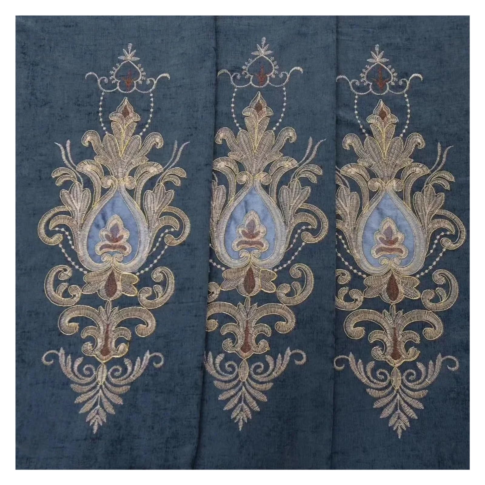Rideaux salon bleu brodé occultant léger intimité chambre 150x250