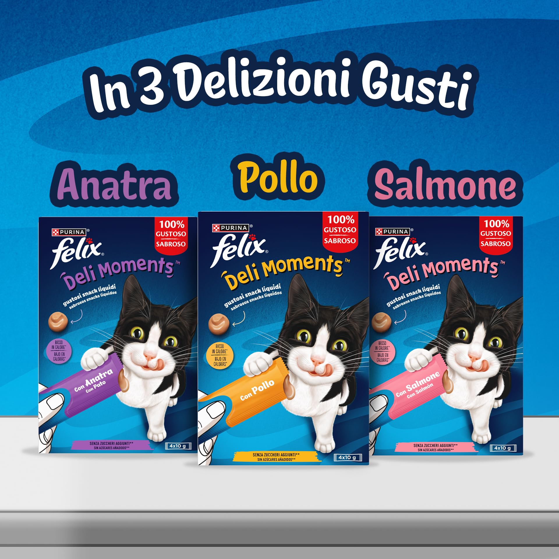 Felix Deli Moments Snack Liquidi per Gatti Adulti con Pollo 44 Confezioni da 10g