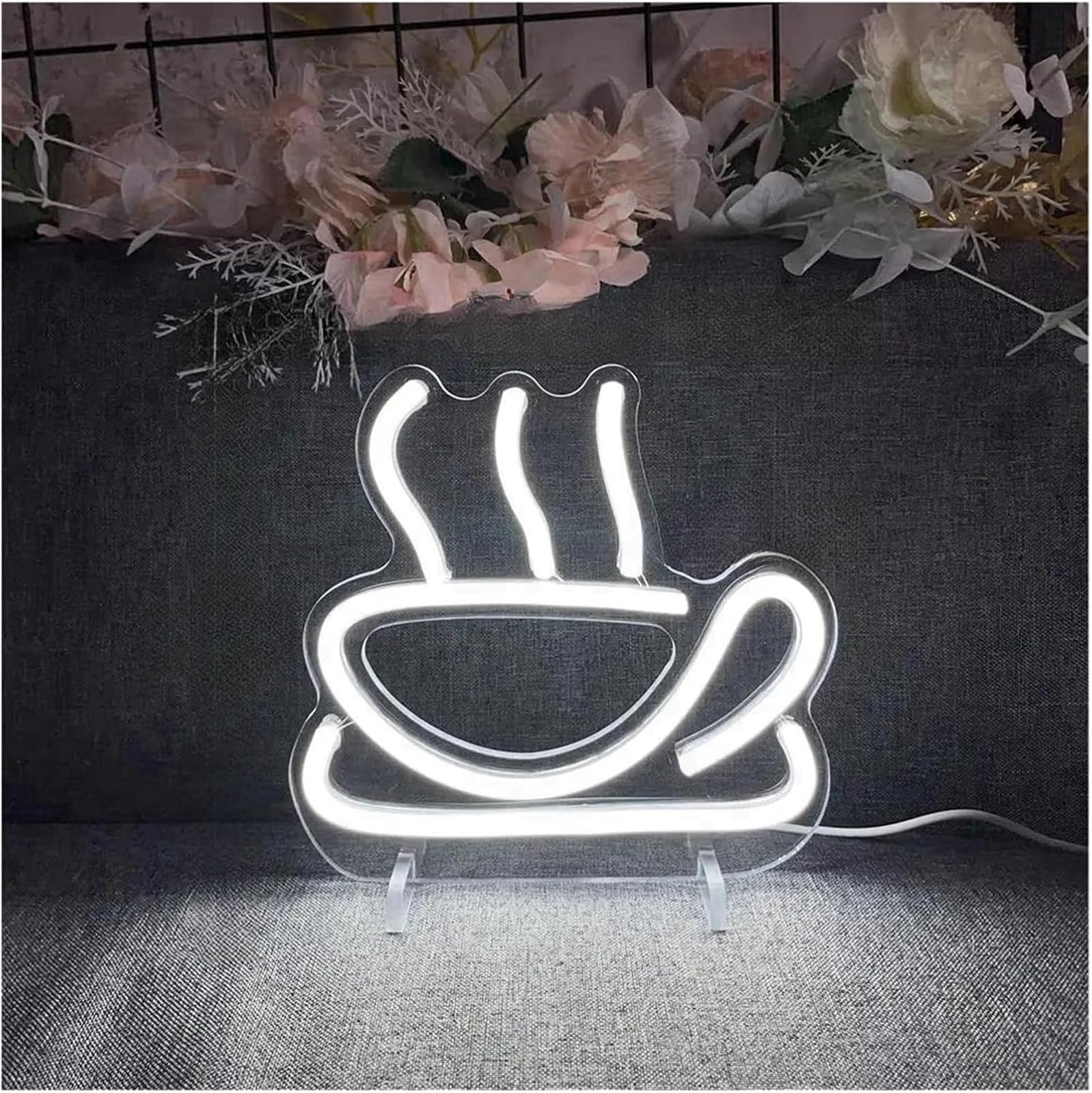 Lampada al neon Per insegne al neon per decorazioni murali Tazza per luci dimmerabili per a LED per film Home Club(Bianco)