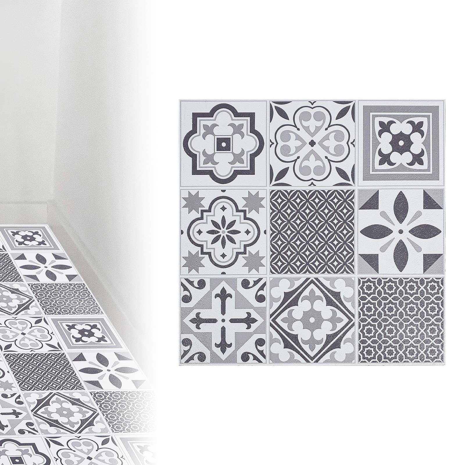 DecoMeister Baldosas Adhesivas 30,5x30,5 cm - Losetas Vinílicas Autoadhesivas para Cocina, Baño - Azulejos PVC Impermeable - Suelo Vinílico Decorativo Grosor 1,2 mm - Muster oriental, 2m², 22 piezas