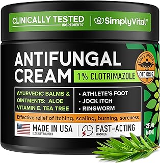 Antifungal Cream for Athlete's Foot, Ringworm & Jock Itch - Clotrimazole 1% Made in USA - Extra Strength Ring Worm, Jock Itch Cream, Anti Fungal Athletes Foot Treatment for Humans Skin Fungus - 2 oz