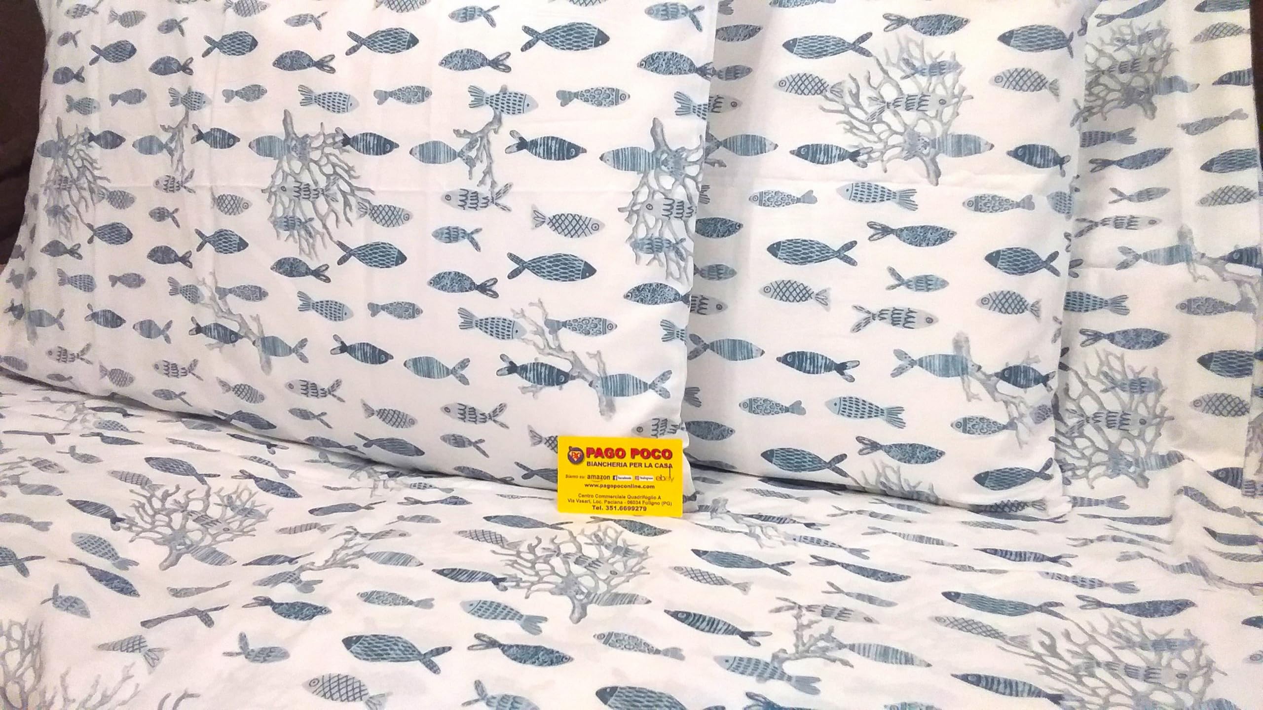 Completo Letto Fantasia CORALLO PESCI MARE In Stampa Digitale Matrimoniale-Singolo-Una piazza e Mezza 100% Cotone Con Elastico Perimetrale (Matrimoniale)