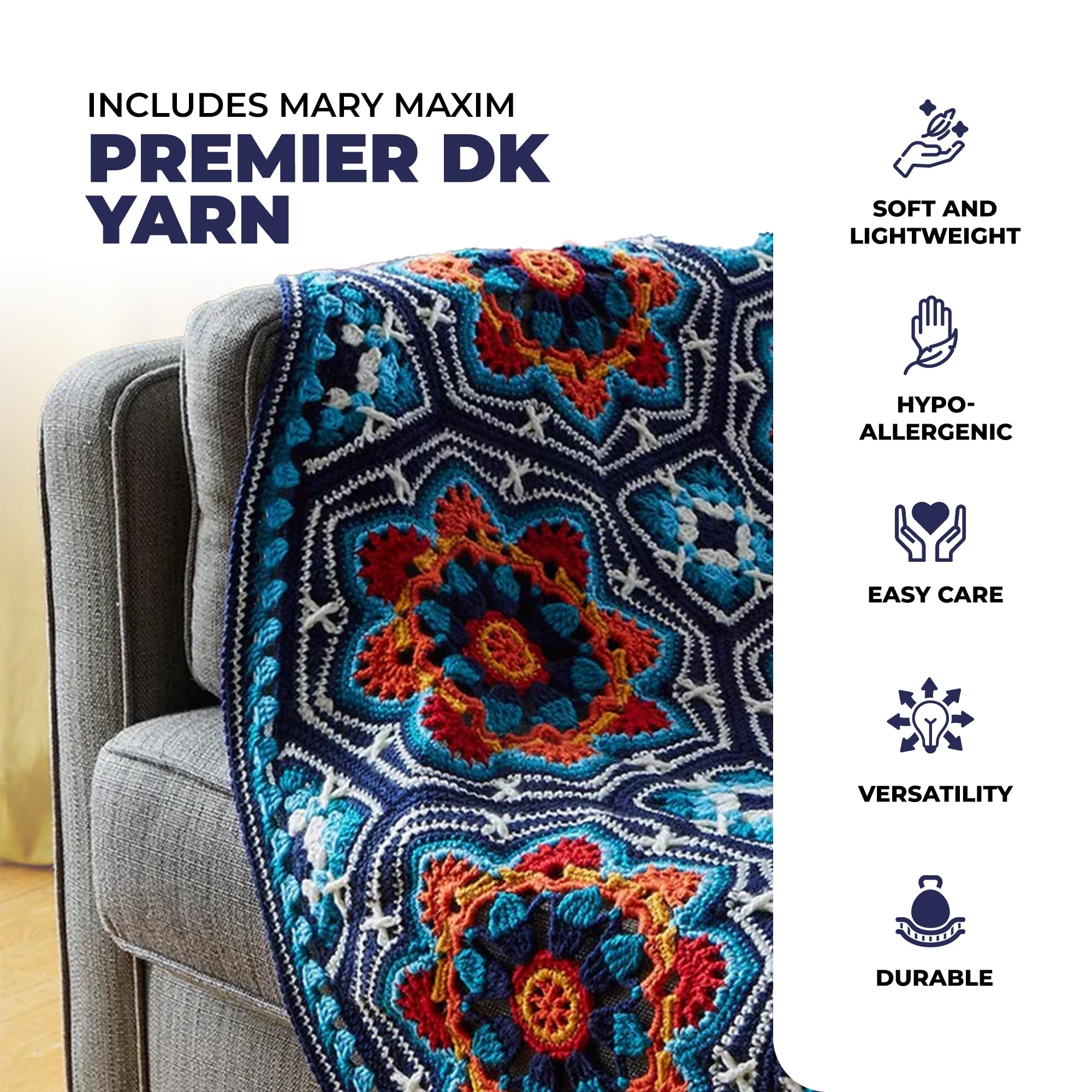 Amazon.com: Mary Maxim Crochet Afghan Kits with Premier Everyday