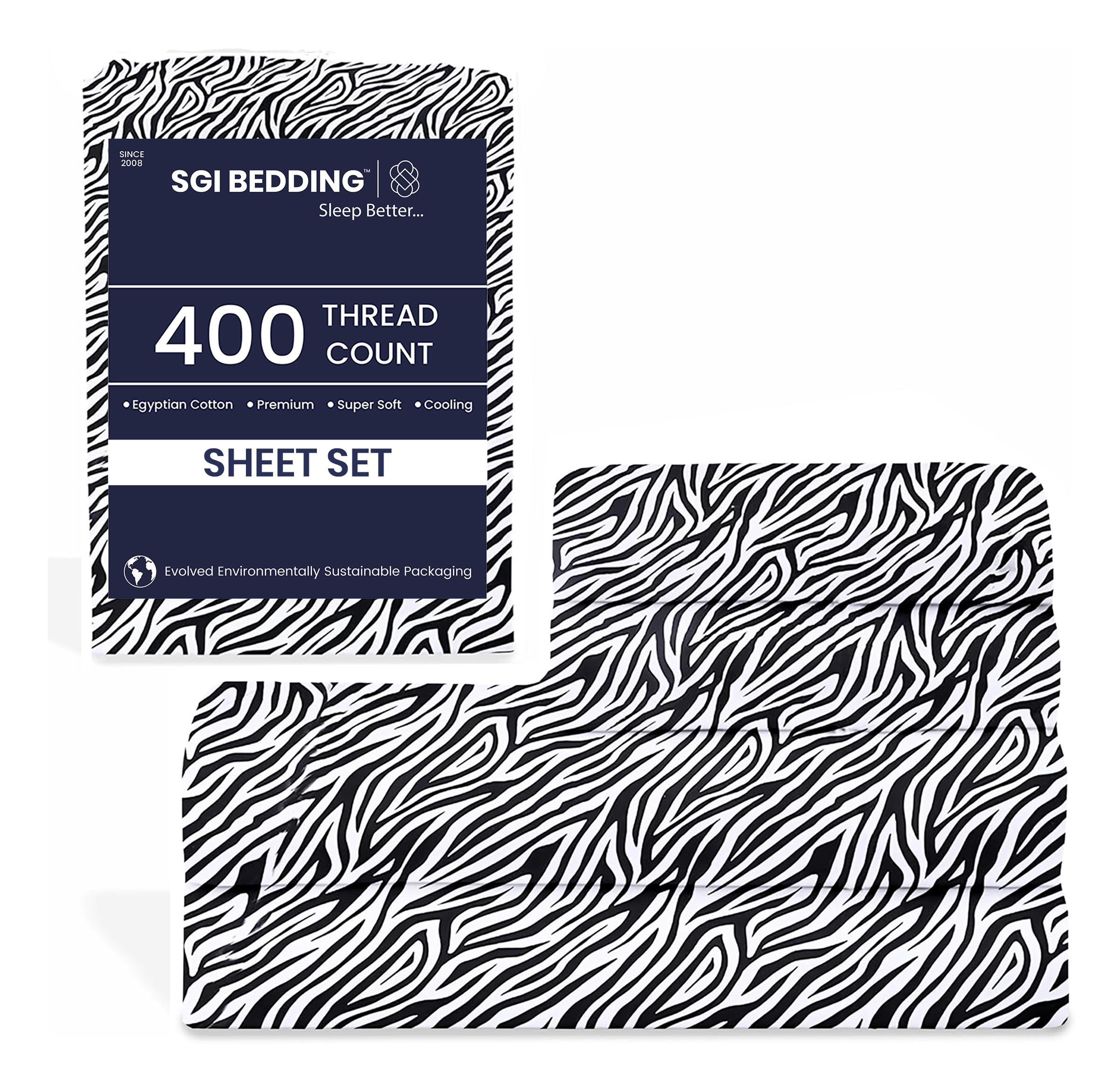 SGI 400 Thread Count 100% Egyptian Cotton Full Sheet Set Ultra Soft, Breathable, Deep Pocket 15 Fitted, Durable & Luxurious 4-Piece Bedding Set for