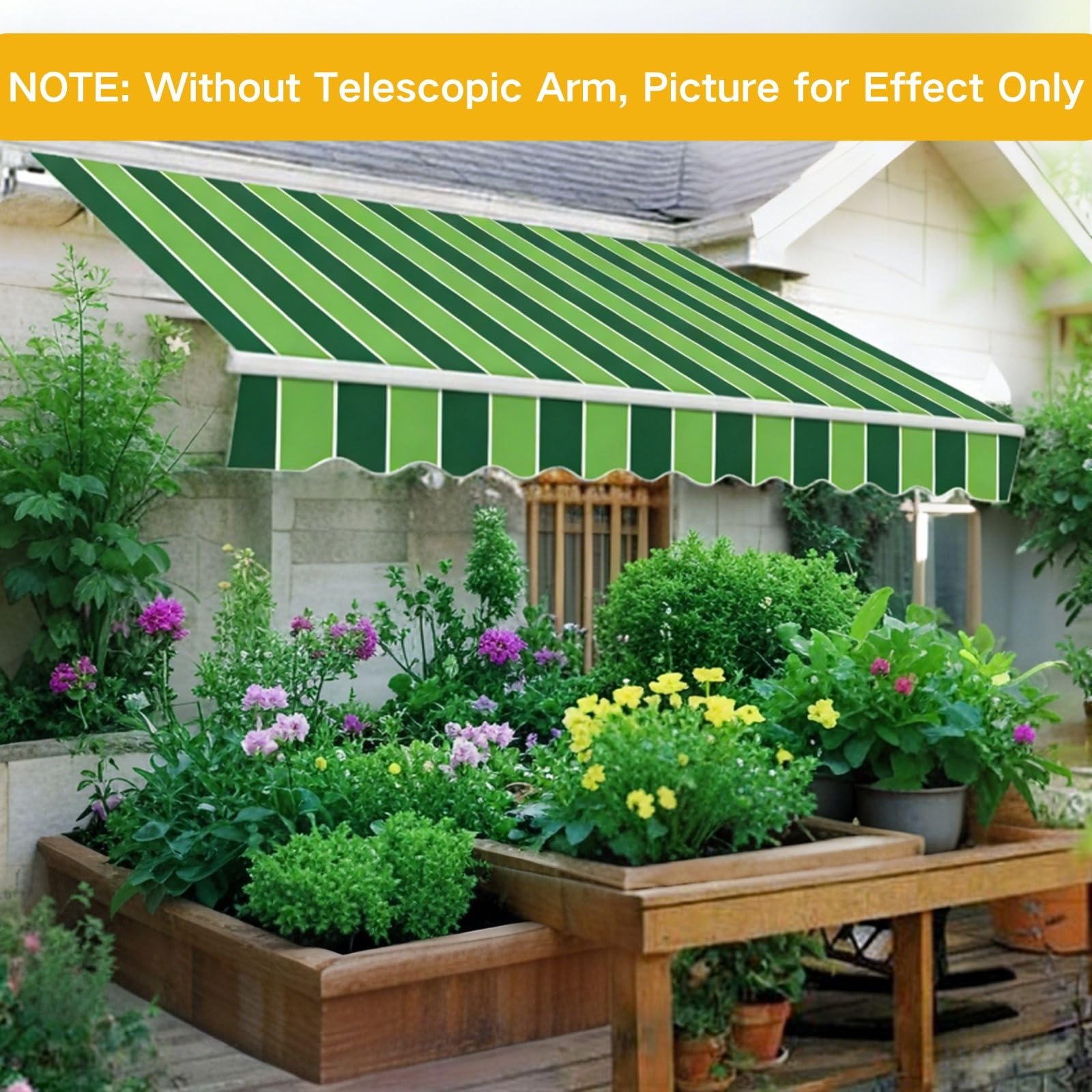 Telo Di Ricambio Per Tende Da Sole Da Giardino E Balcone 200cm 250cm 300cm 400cm 500cm Poliestere Ispessito 280g/m2 Impermeabile, Tessuto Parasole Per Tende(Yellow white,200x150cm)