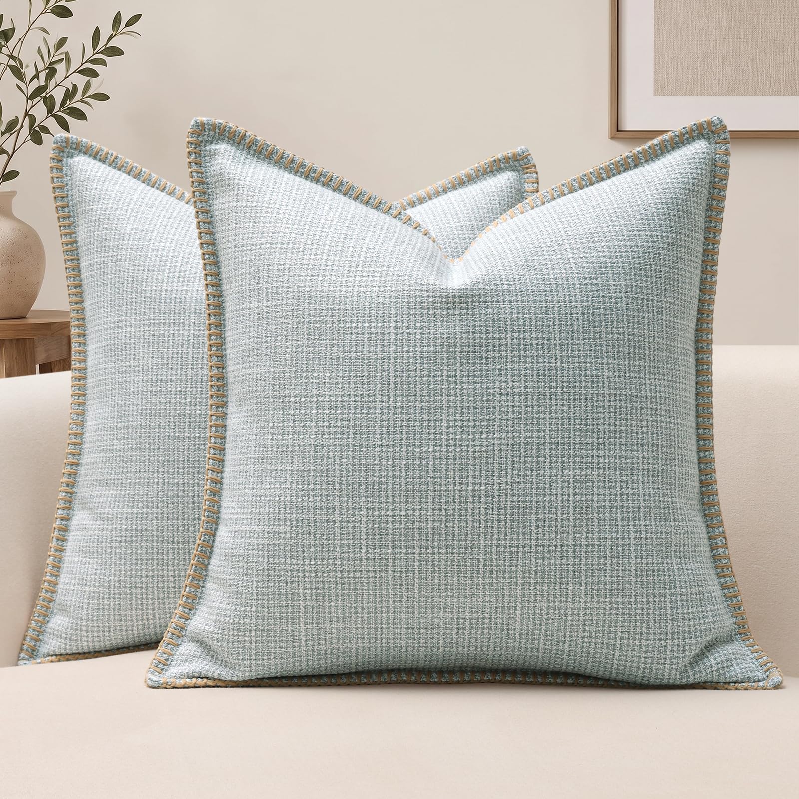 JOTOM Cushion Covers 60x60 cm Pack of 2 Blue Grey