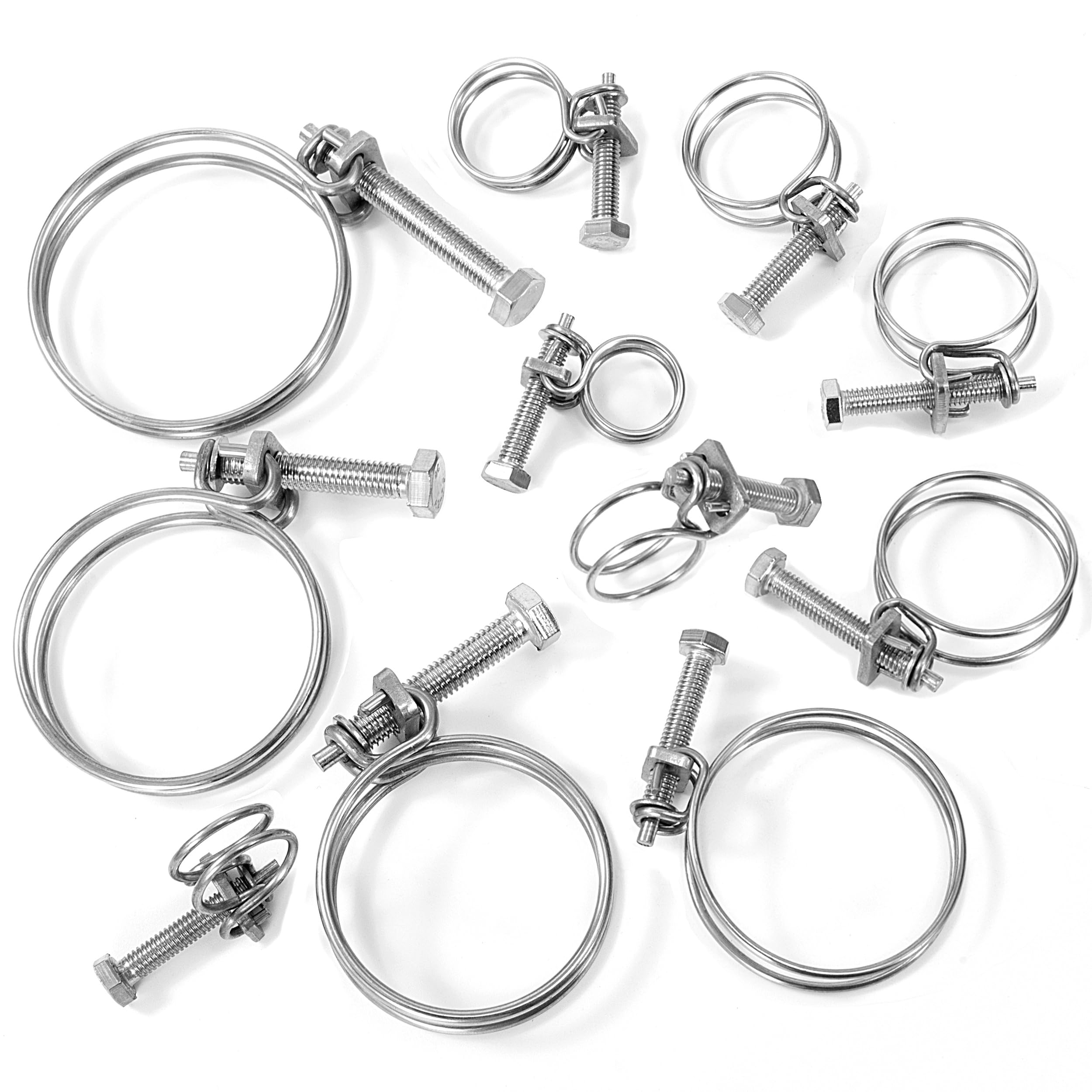 Abrazaderas de Manguera de Doble Alambre 55-62mm Abrazaderas para Mangueras de Acero Inoxidable Ajustables para Tubos de Agua Automóviles 3 Piezas