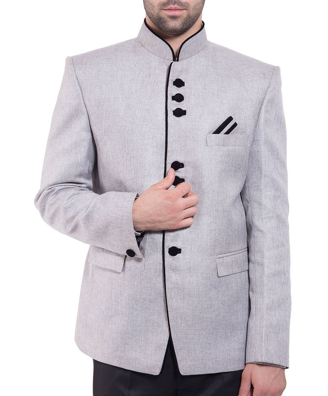 WINTAGE Men's Rayon Nehru Jacket / Mandarin Blazer - 20 Colors, Grandad Collar, Half-Canvassed