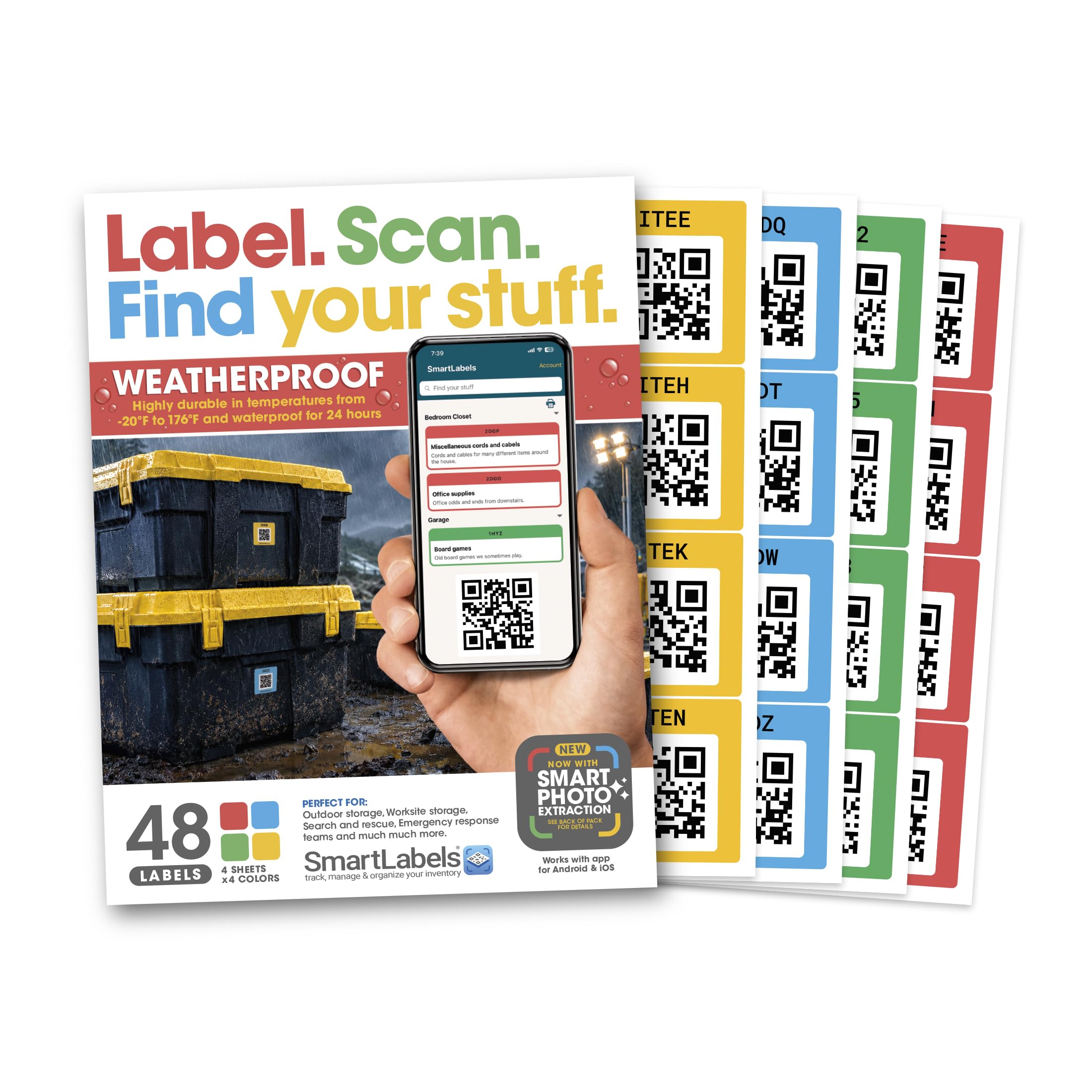 SmartLabels - Weatherproof QR Code Labels for Storage, Organization, Moving