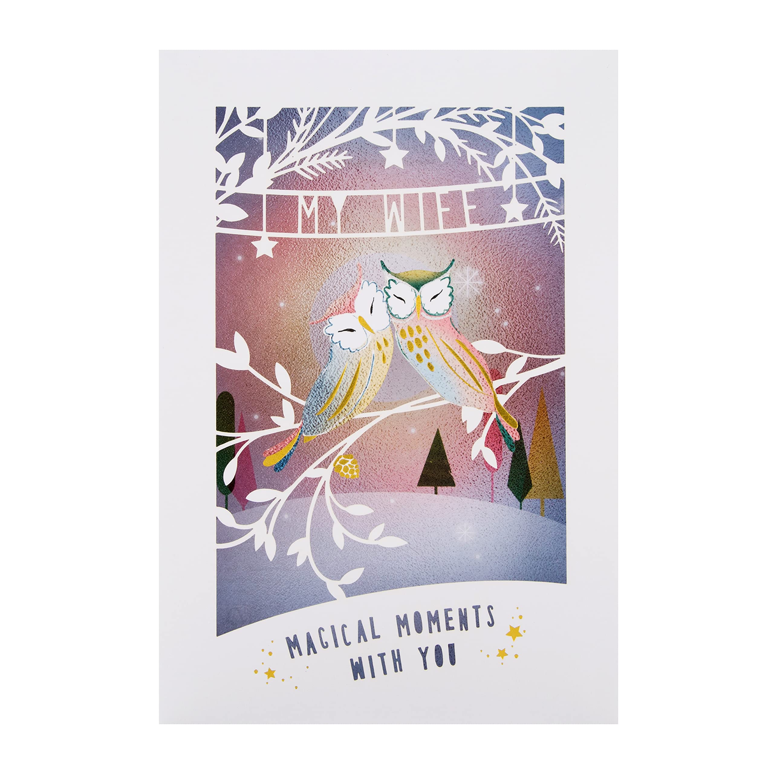 Hallmark Christmas Card for Wife - Traditional 3D Shadowbox Design, Owl 3D Shadowbox Card, 22.1 cm by 15.2 cm by 2.5 cm - Image 3