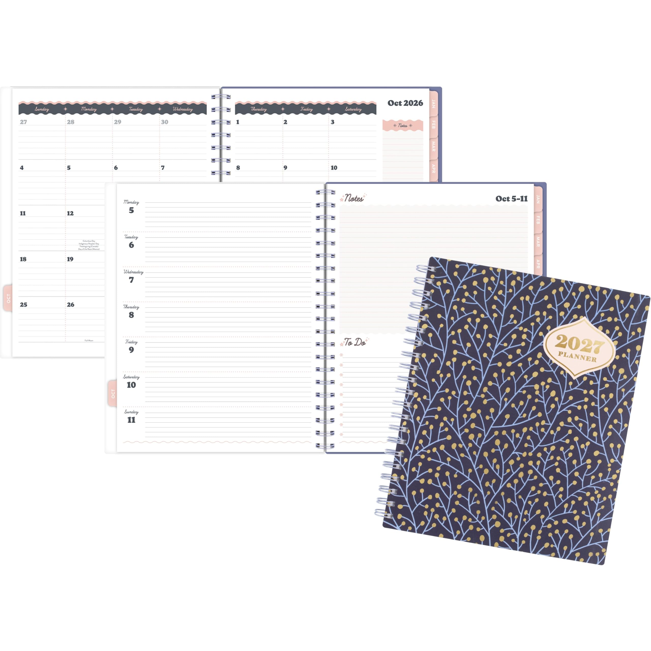 Mead Cambridge, agenda settimanale e mensile, 15 mesi, ottobre-dicembre, 21,6 x 27,9 cm, CatCoq, Berry Branches (CC01-905-27)