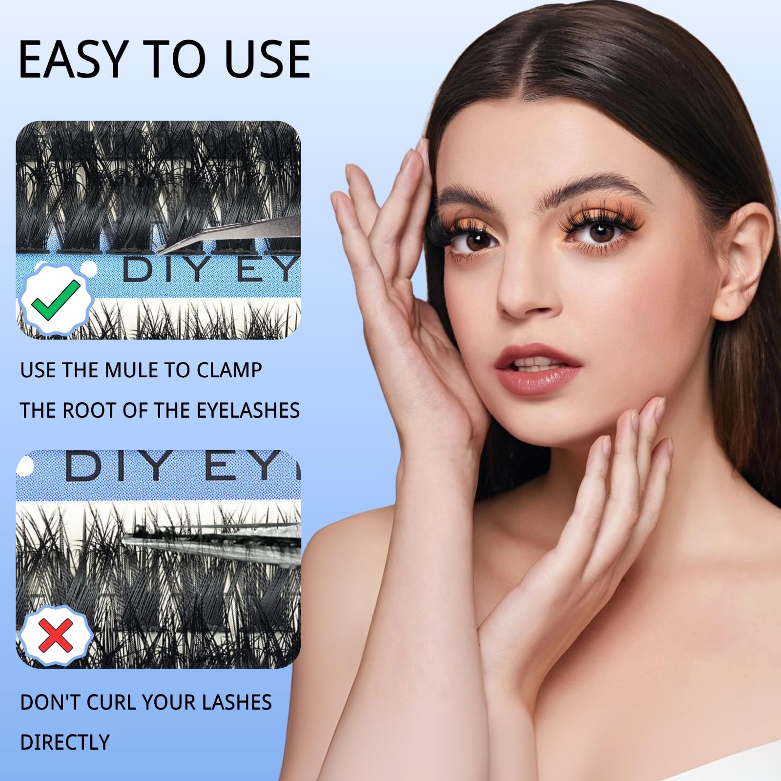 KEYRI 296 Pieces Individual Eyelashes 80-100-120-150D Fluffy Russian Eyelashes Extensions DIY Eye Lashes Cluster Lashes Kit D Curl Durable Eyelash Clusters for Girls and Women (10-18mm Mix) - Image 4