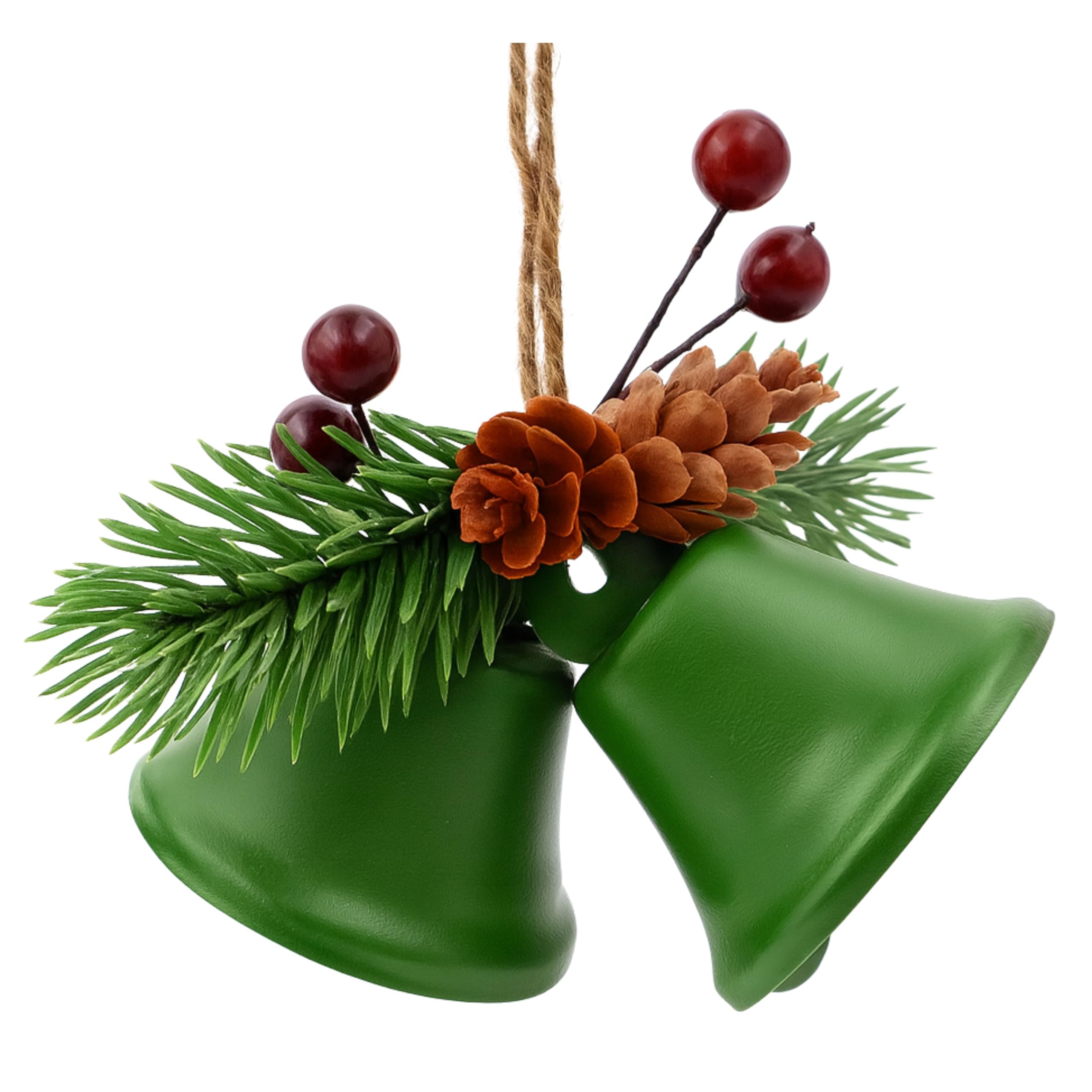 MODOVO Christmas Bell Ornament – Iron PVC-Coated Hanging Decoration for Tree & Home Décor Festive Metal Bells – Durable, Weather-Resistant & Ideal (Pine Green)