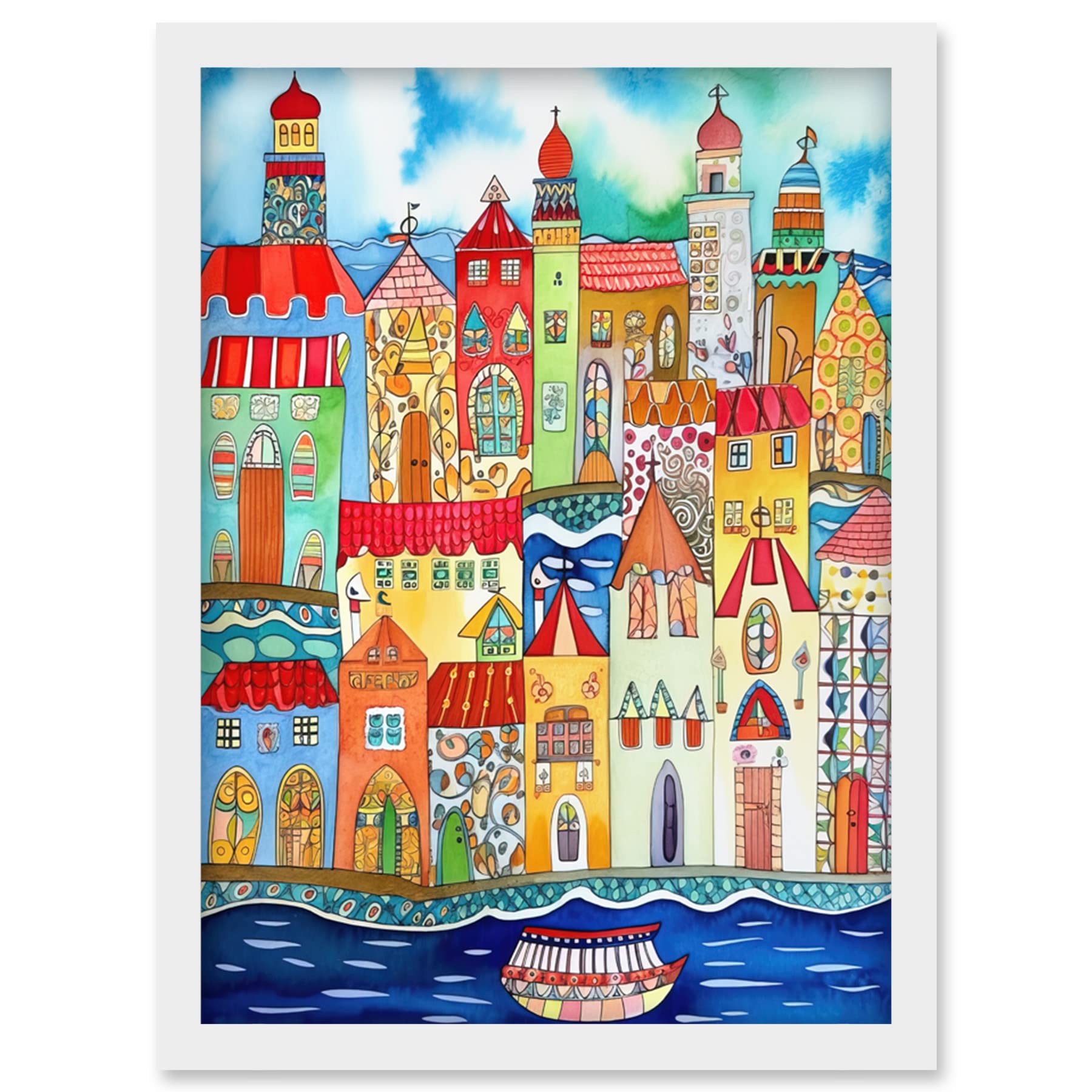 Artery8 Tangier Morocco Folk Art Artwork Framed Wall Art Print A4