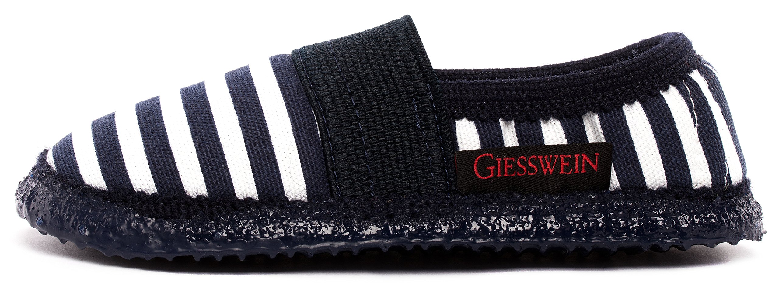 GIESSWEIN Baben – Hausschuhe für Erwachsene & Kinder, Bequeme Unisex Pantoffeln, Gestreifte Baumwoll Slipper, Gummizug