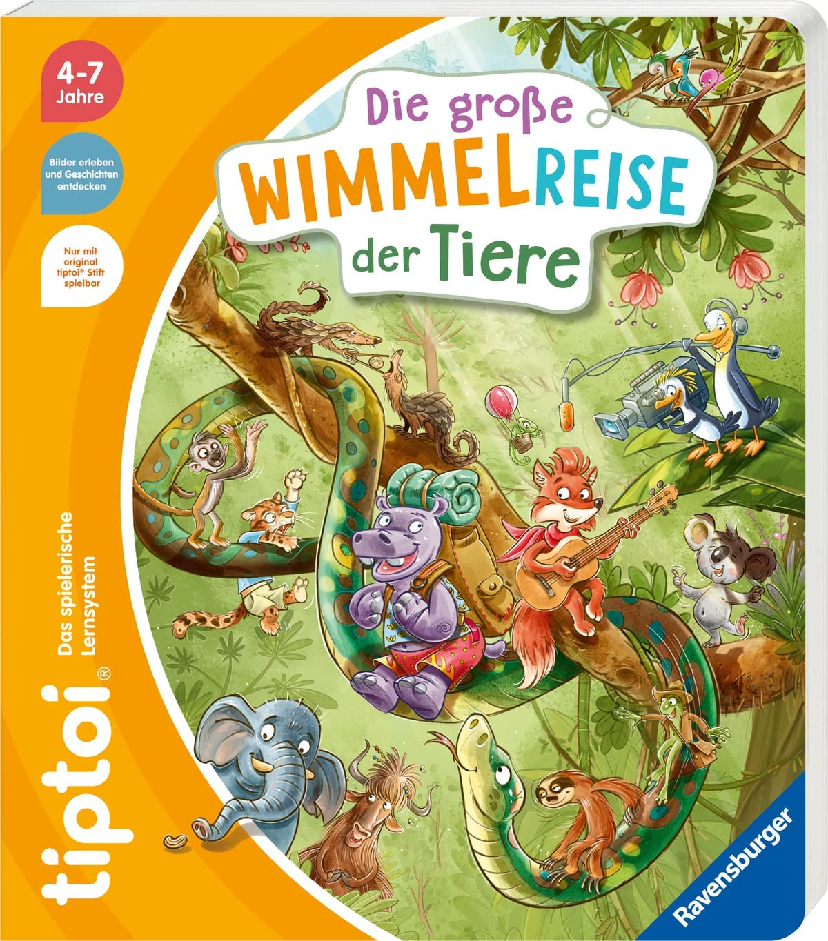 Ravensburger tiptoi książka - Wielka podróż z okaleństwem zwierząt + mapa świata dla dzieci | 4-7 lat