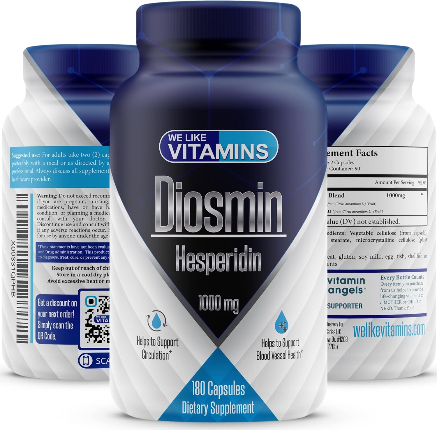 Diosmin Hesperidin 1000mg Per Serving 180 Capsules 90