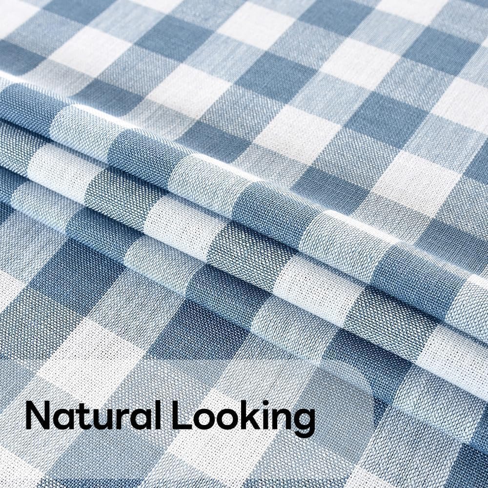 Gingham Table Cloth for Rectangle Tables Sky Blue Checkered Plaid Tablecloth Heavy Duty Cotton Blend Washable & Wrinkle Table Cover for Outdoor Kitchen Dining Picnic Camping (60x102 Inch)