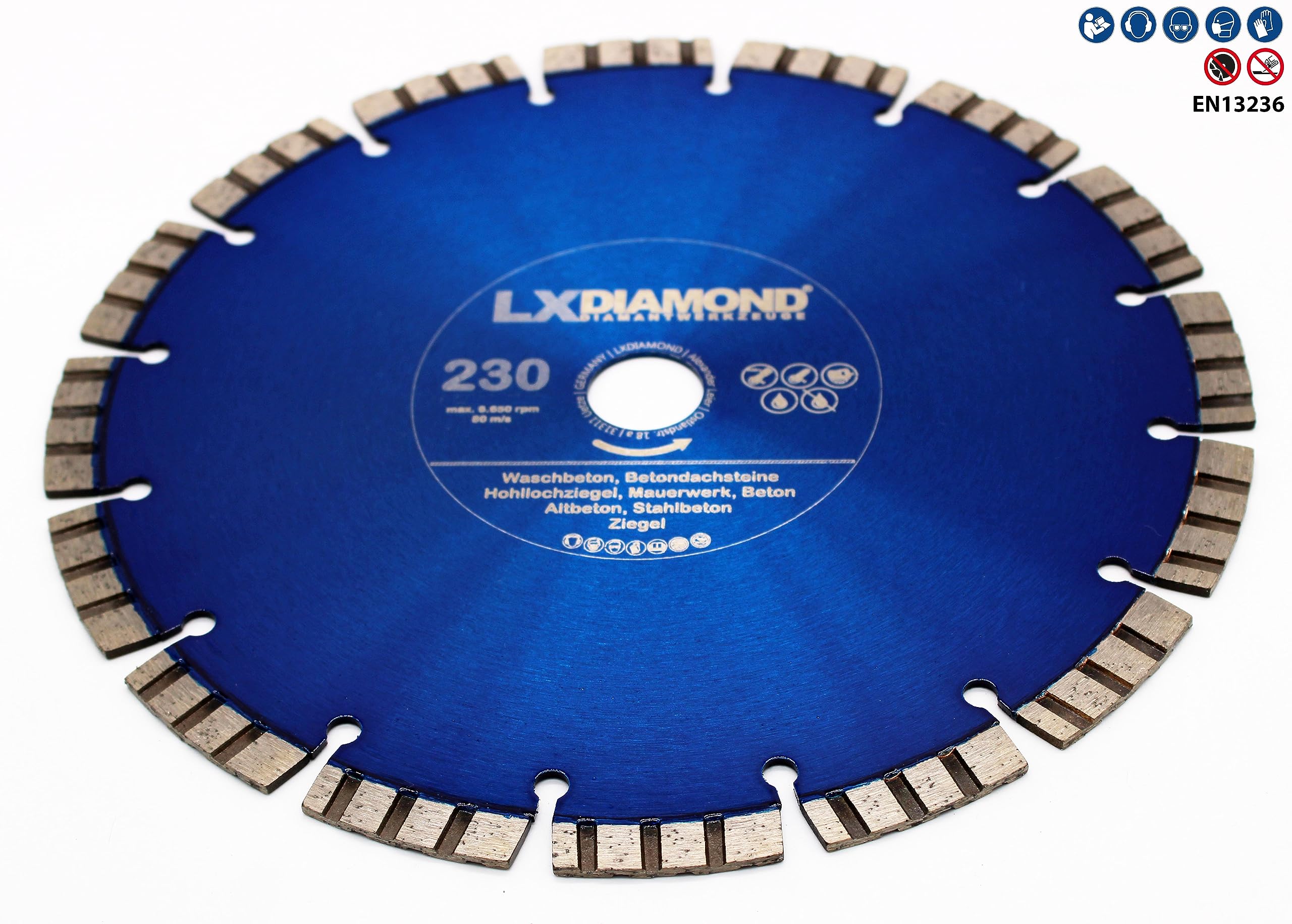 Diamant-Trennscheibe 230mm x 22,23mm Diamantscheibe für Stein Beton Stahlbeton Mauerwerk Waschbeton passend für Trennschleifer Winkelschleifer - Betonscheibe 230 mm in Premium Qualität