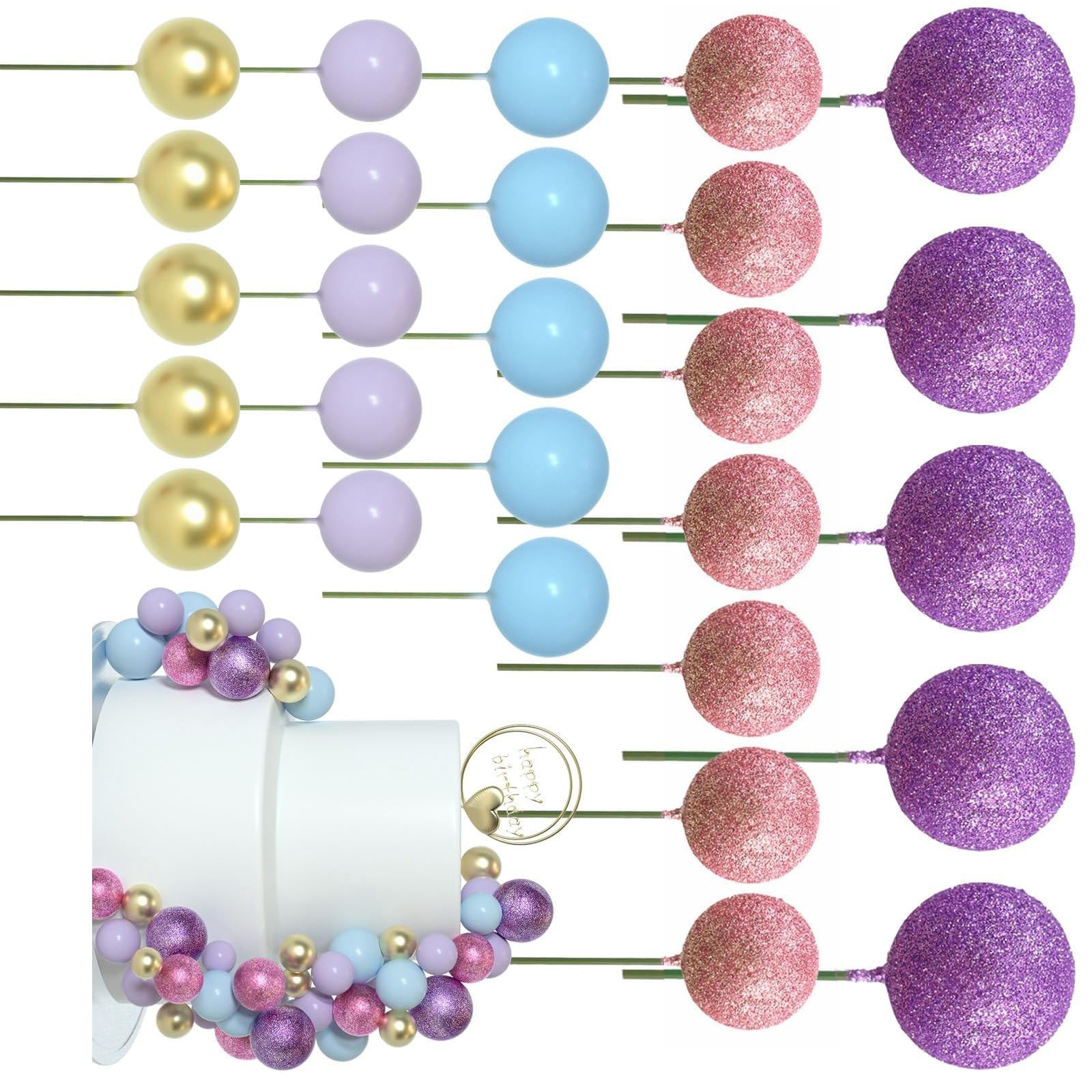 Xjdzineq 50PCS Cake Decoration Set Round Shape Toppers Festival Accessories Adornment Suitable for Holiday Parties Elegant Ornament