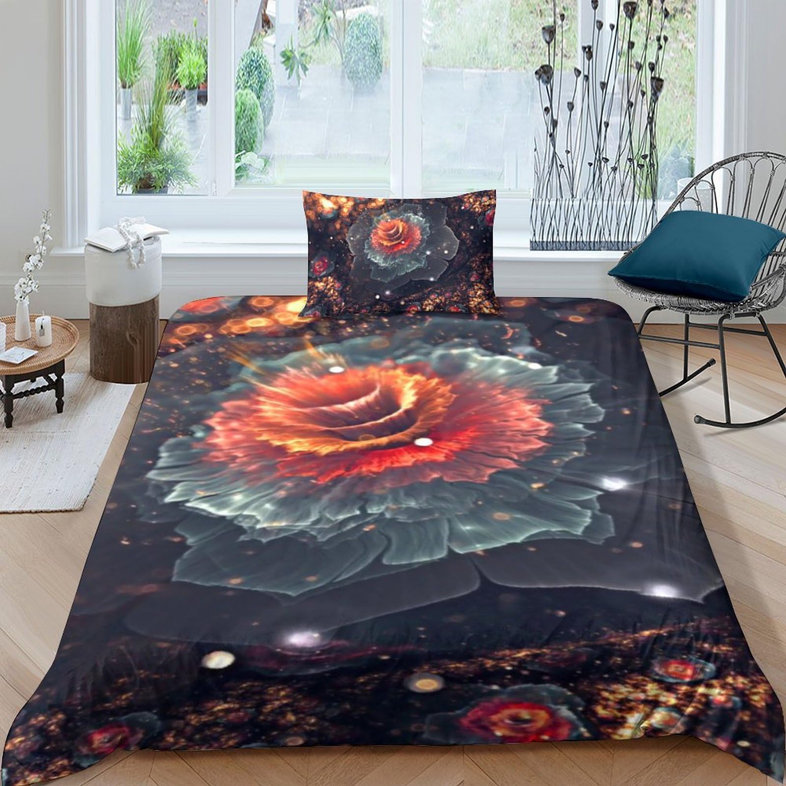 Housse de couette 3D imprimé e parure de lit microfibr 3 pièces IOFEER
