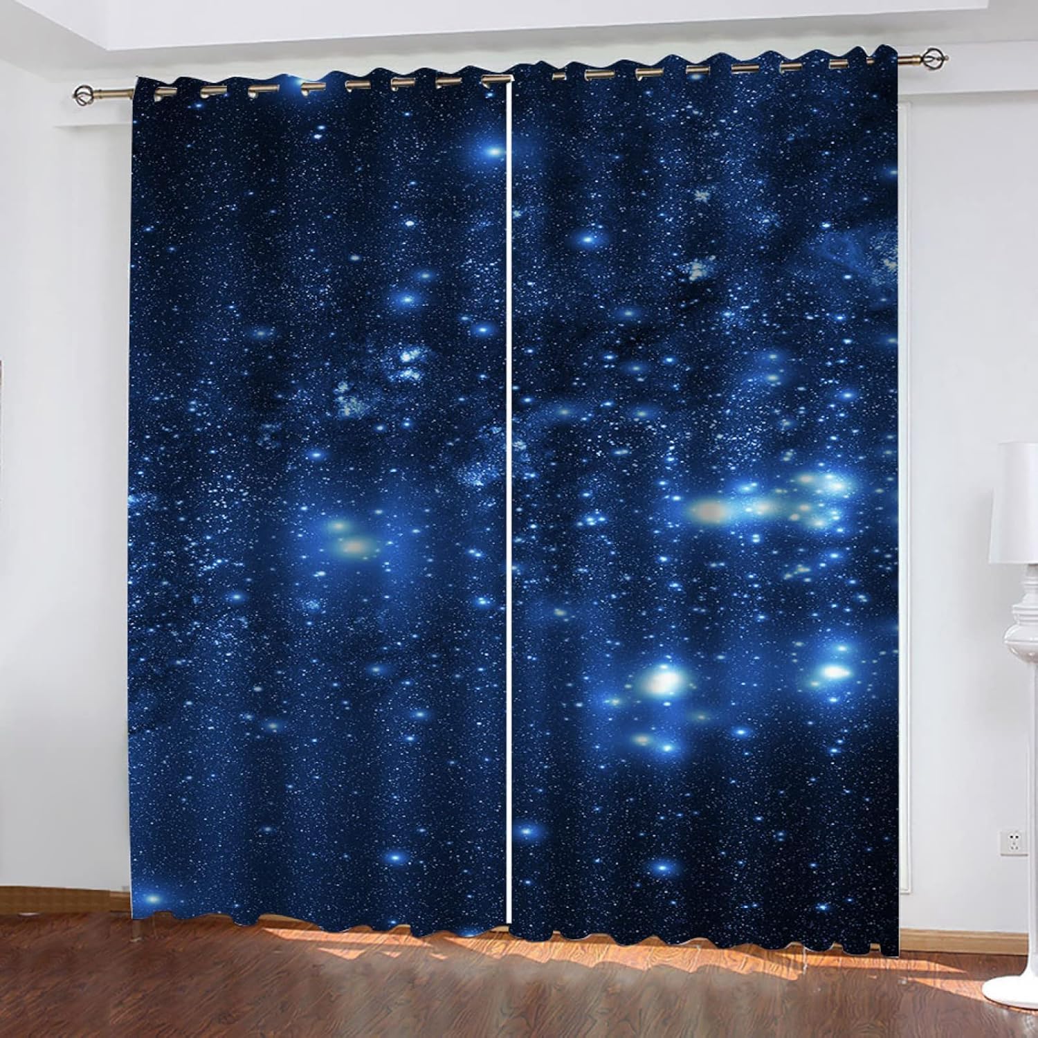 Cortinas Opacas Cielo Estrellado Cortinas Térmicas Aislantes con Ojales 2 Piezas 3D Vista Nocturna Cortina Blackout para Dormitorio Infantil Ventanas Estándar 2X 132x215 cm B/2215