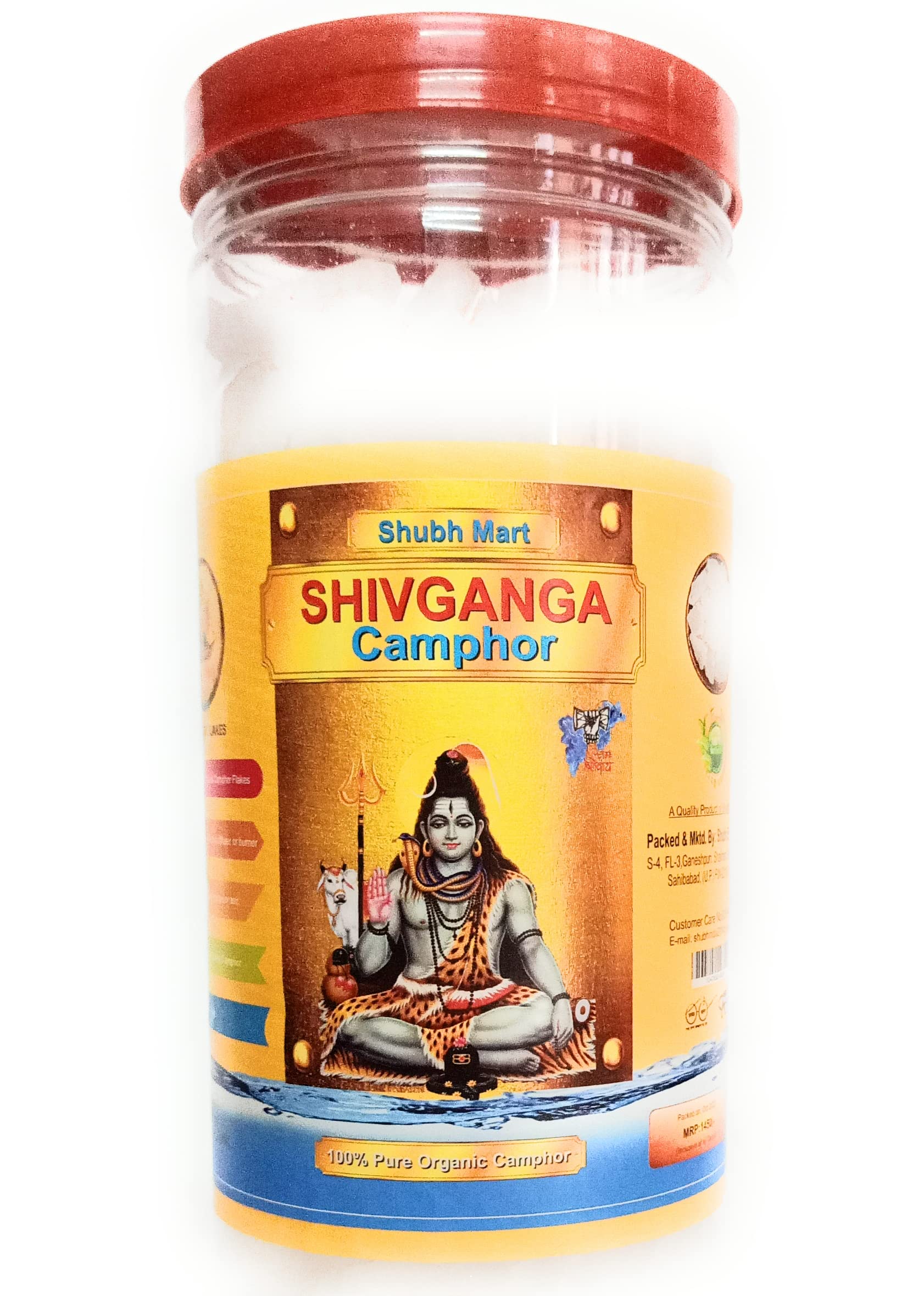 SHUBH MART Shiv Ganga Camphor 500, Gram desi Kapoor, Camphor, Pure Natural Organic, Aromatic for Pooja, Isoborneol Flakes Original, Meditation, Havan, Room Freshener