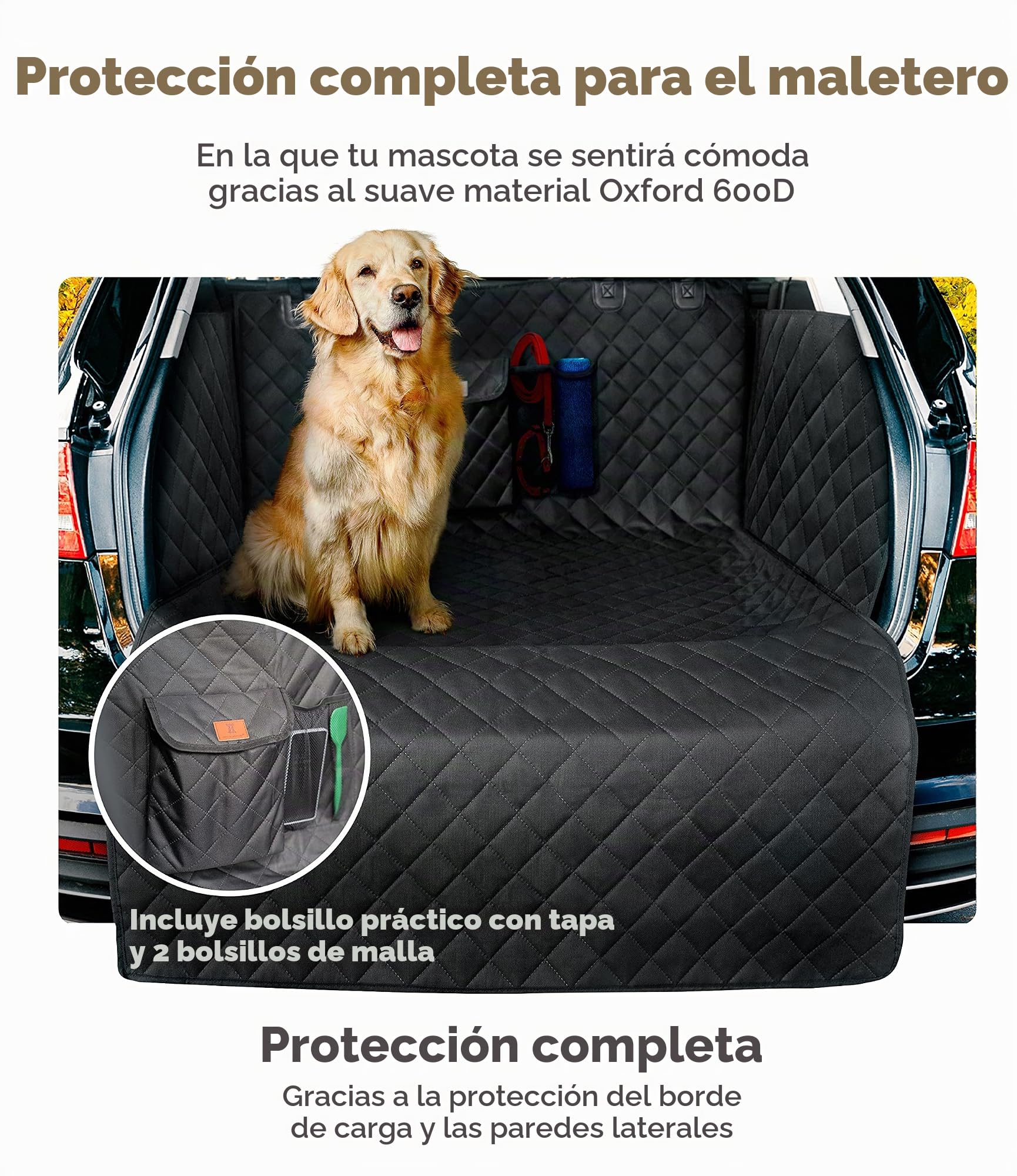 HELDENWERK Protector de Maletero para Perro Acolchado con protección Lateral y Borde de Carga, Manta para Perros, Maletero Impermeable y Resistente a los arañazos, Alfombrilla Universal para Maletero