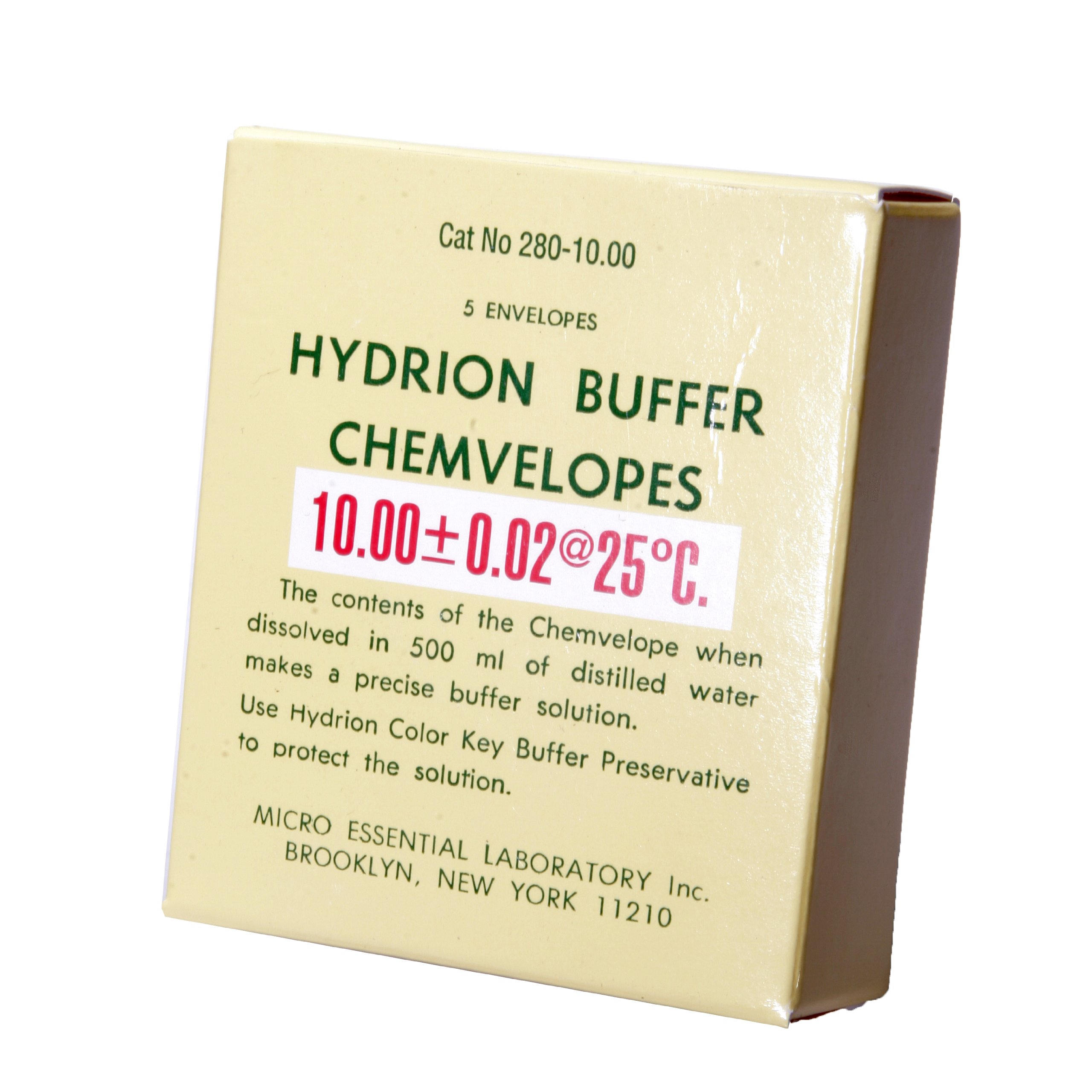 Micro Essential Lab 280-10.00 Hydrion pH Buffer Powder Chemvelope, 10 pH (Case of 5)