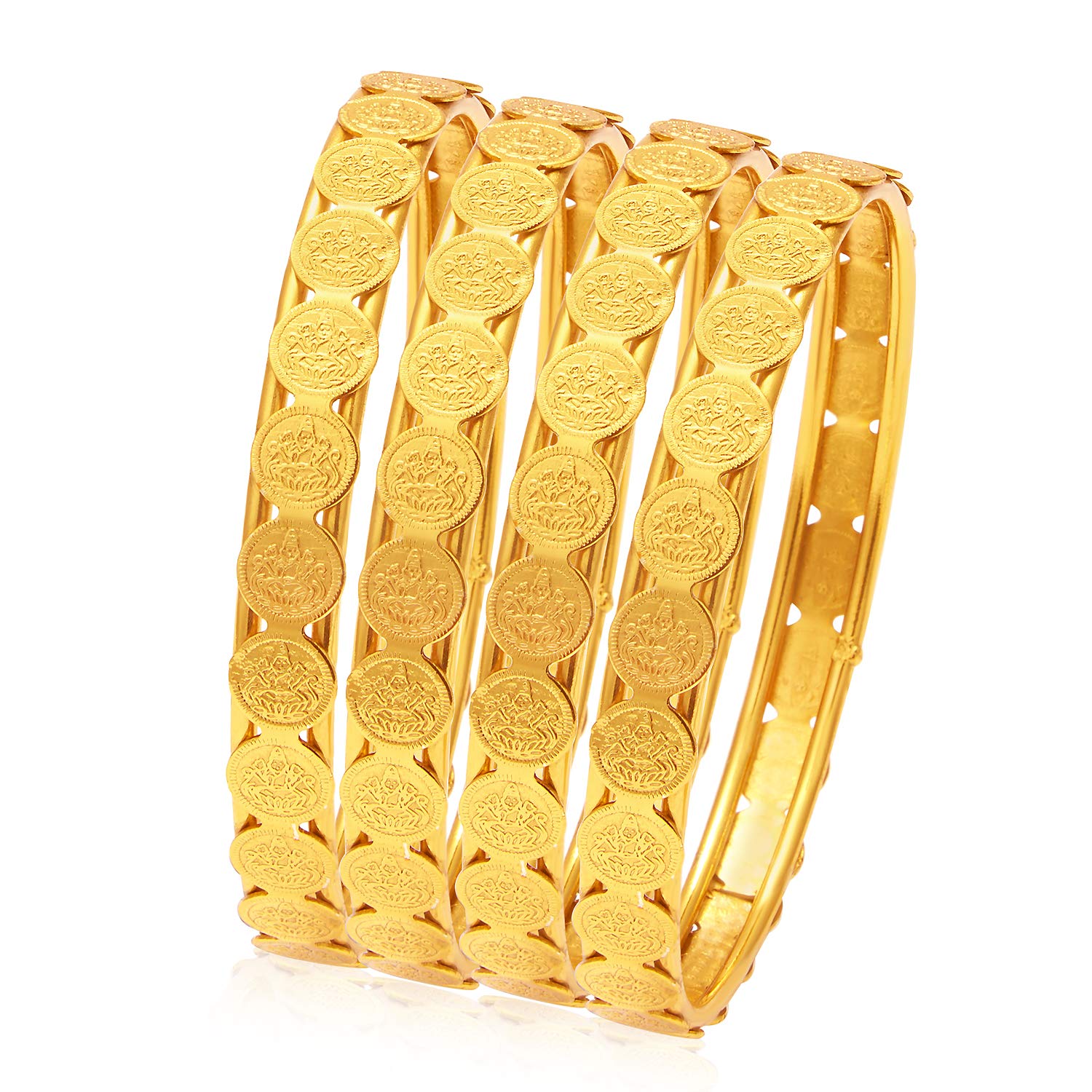 Sukkhi Glamorous Temple Jewellery Gold Plated Coin Bangles Set of 4 for Women (32083BGLDPP400_2.4), free size (B08SMJQ7HR) Amazon Price History, Amazon Price Tracker