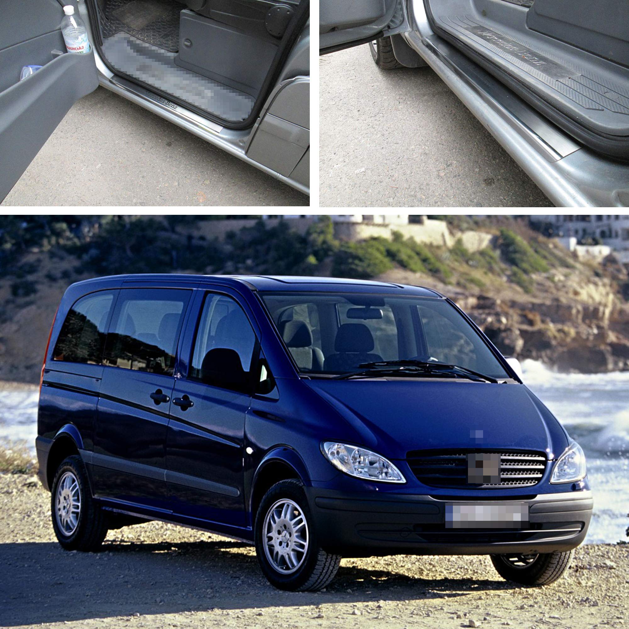 Stainless Steel Outside Fit Door Sill Scuff Plate Guard 2pcs Sills Protector Trim for Mercedes Vito W639 2003-2013