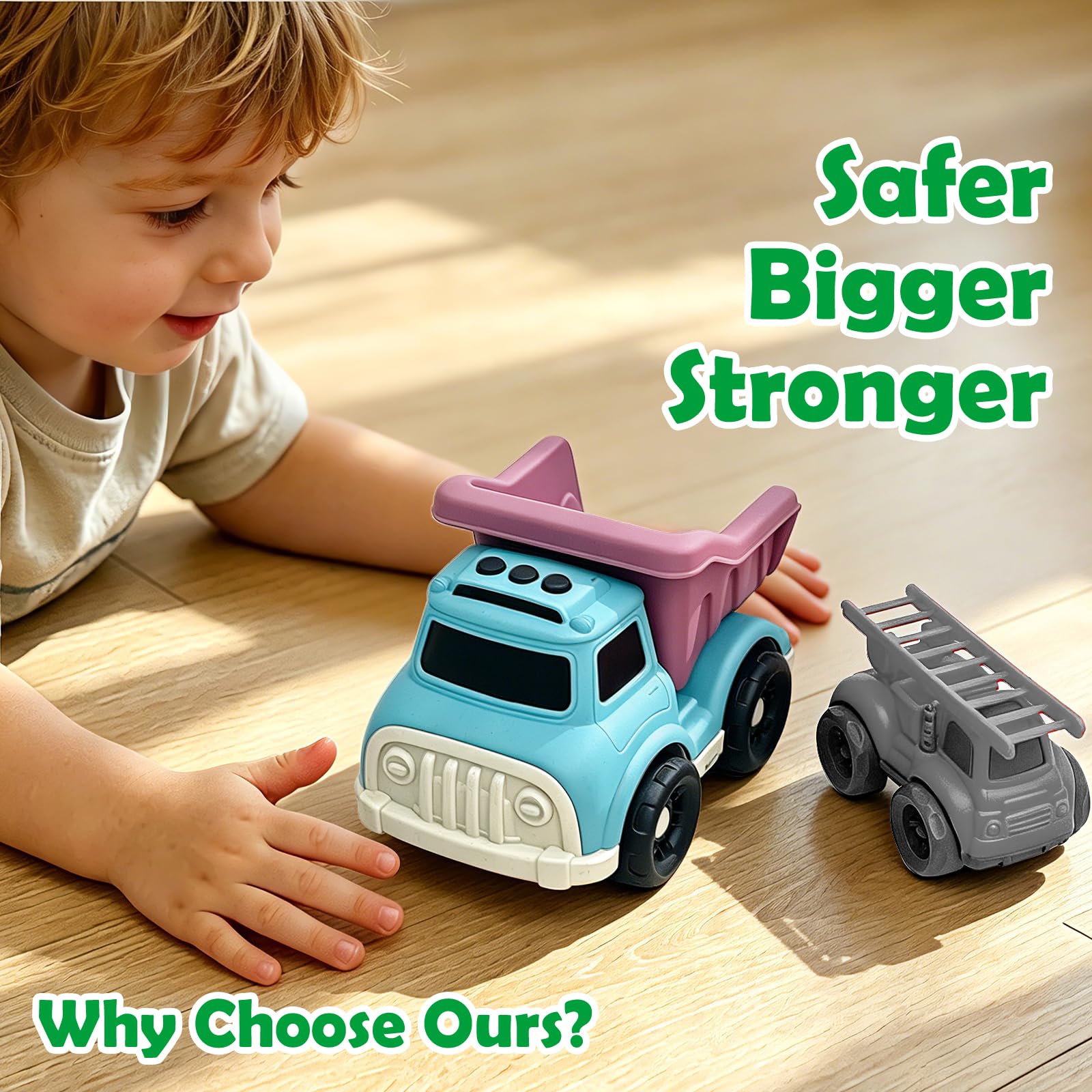 6,7 Zoll Push Cars Muldenkipper & Zementmischer Spielzeugautos für 1-3 Jahre alt, BPA/Phthalate/PVC frei, recycelter Kunststoff, spülmaschinenfest, Spielzeugwagen für Kleinkinder 2-4
