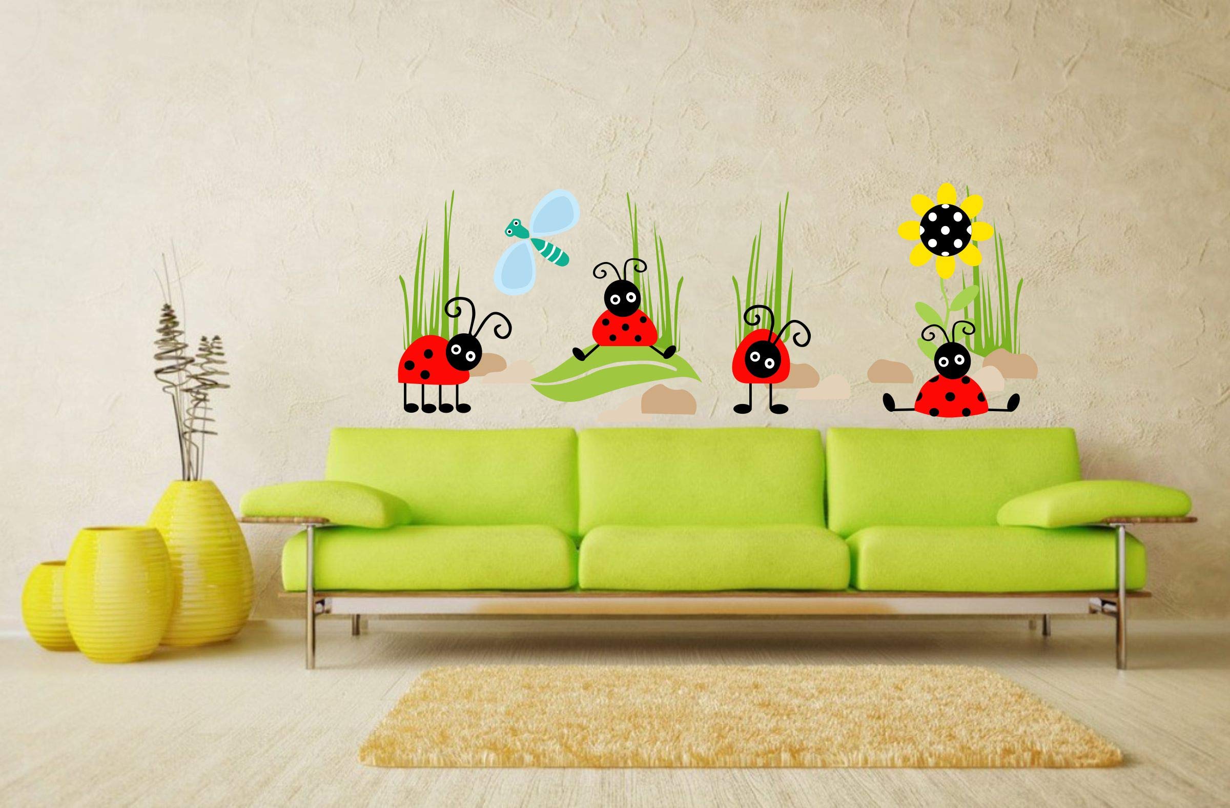 Decorhubb Ladybug Wall Sticker for Living Room Kitchen Home Decor PVC Vinyl, 46CM X 121CM, (Buy 1 Get 1 Free)-image-35