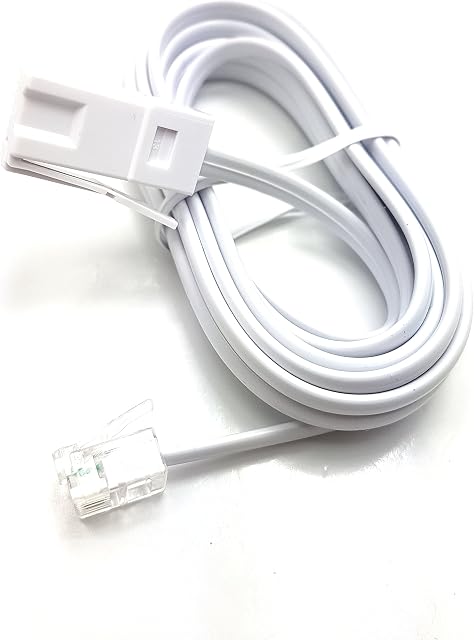 MainCore 2m long BT to Modem RJ11 Cable Lead for Modem, FAX, SKY, Telephone, Phone Plug, BT Socket 2 wire (Available in 2m, 3m, 5m, 10m) (2m)