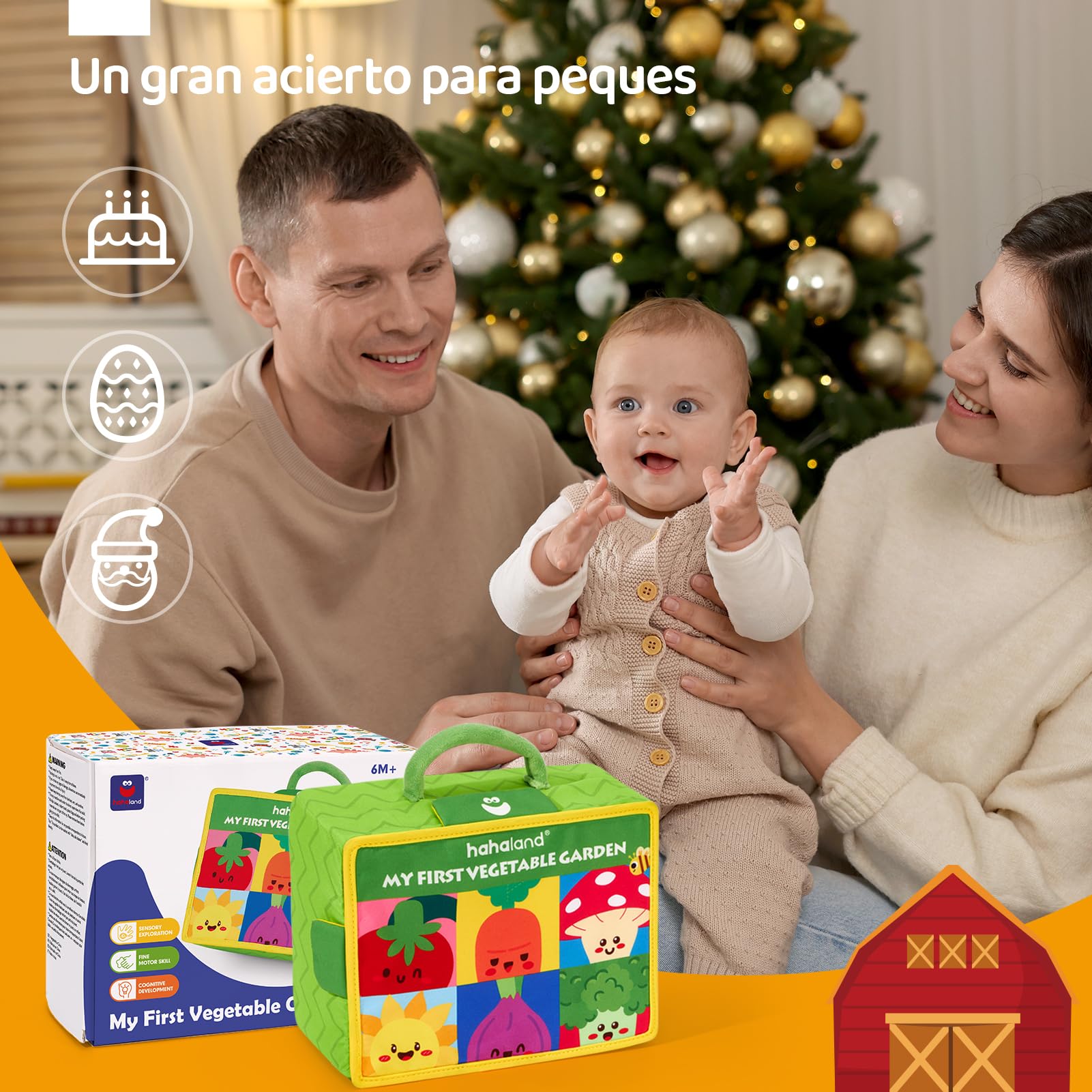 hahaland Juguetes Montessori 1 año - Peluche Sensorial Interactivo Juguetes Bebes 6-12 Meses, Maleta de Plantas Juguete Viaje Educativo Regalo 1 2 años