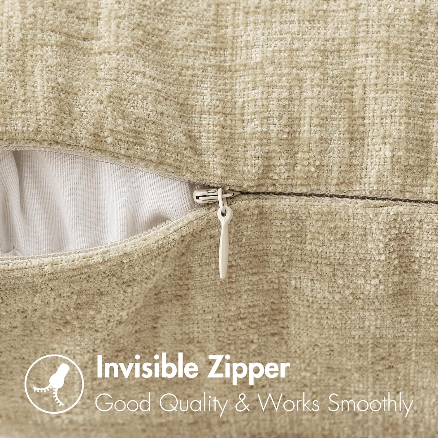 MIULEE Pack of 2 Beige Throw Pillow Covers 18x18 Inch Soft Chenille Pillow Covers for Sofa Living Room Spring Home Decor Couch Solid Dyed Cases Not Pillow Inserts - Image 3