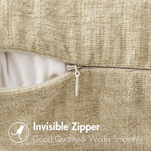 Miniatura 3 de MIULEE Paquete de 2 fundas de almohada de felpilla suave de 20 x 20 pulgadas, color beige para sofá, sala de estar, sofá, fundas teñidas sólidas