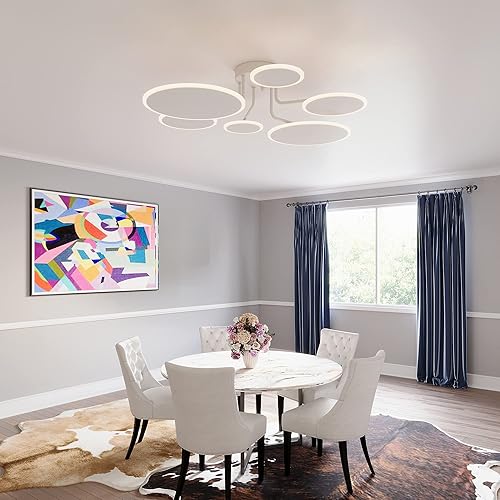 Miniatura 5 de Lámpara de techo moderna Sputnik LED empotrada para sala de estar, lámpara de techo negra de fuegos artificiales, semiempotrada para dormitorio,